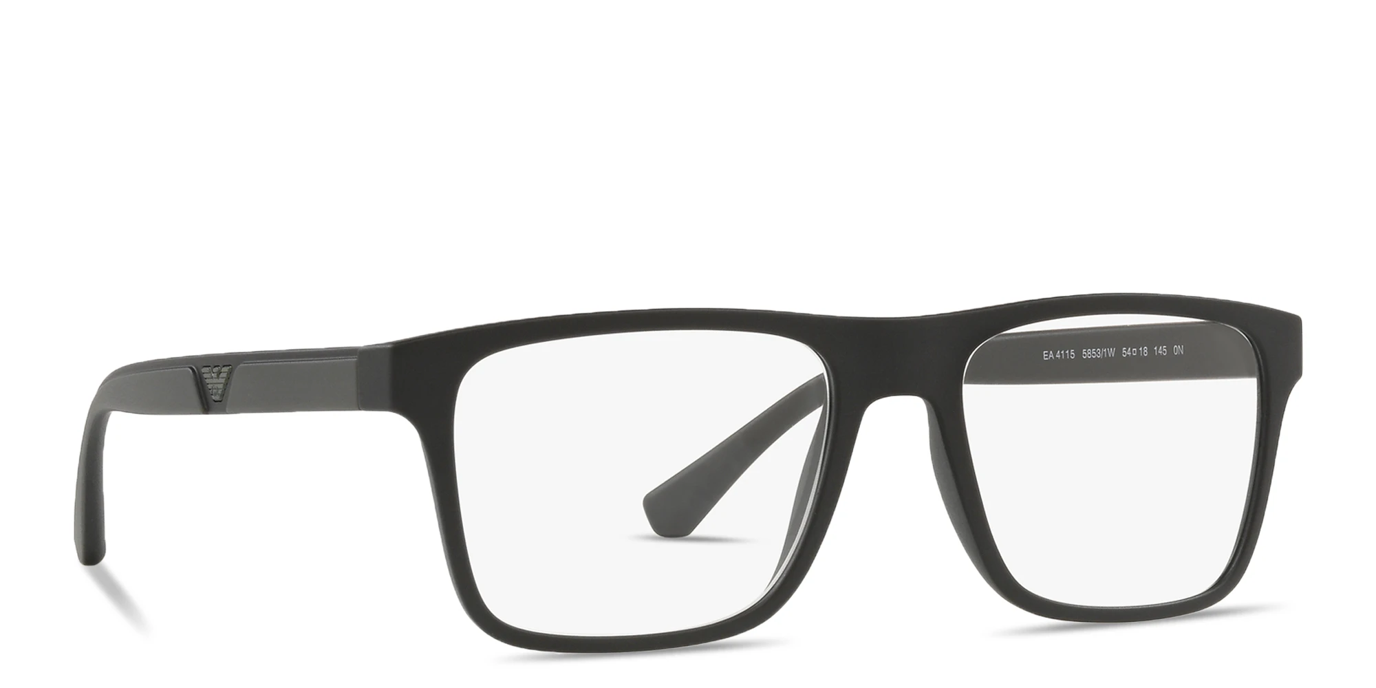 Shop Emporio Armani Logo Rectangle Eyeglasses in Black online.