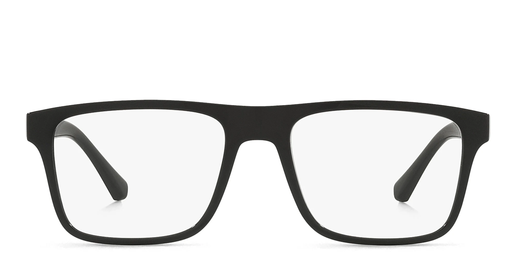Shop Emporio Armani Rectangle Eyeglasses in Rubber Black online.