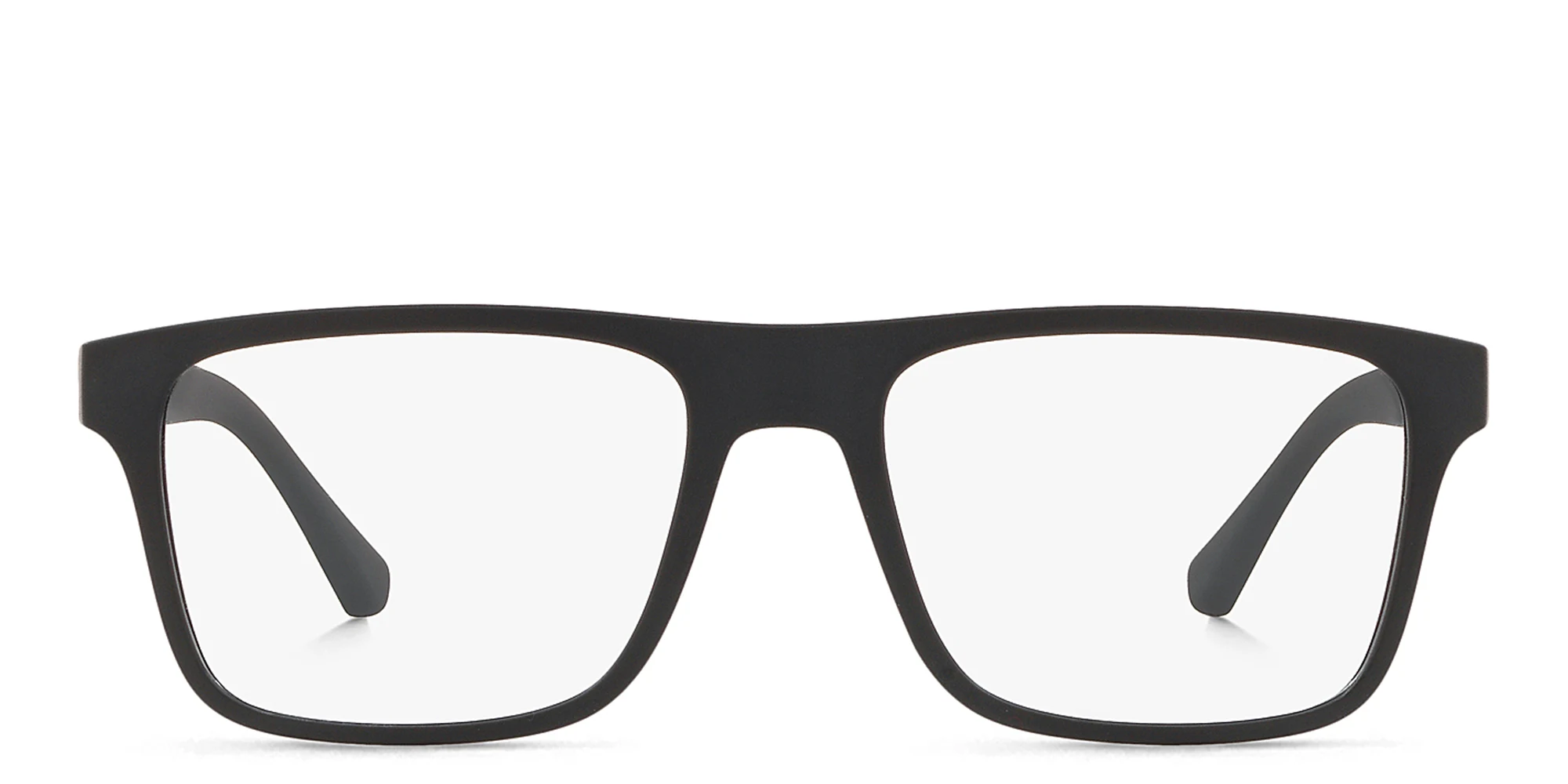 Shop Emporio Armani Rectangle Eyeglasses in Midnight Black online.