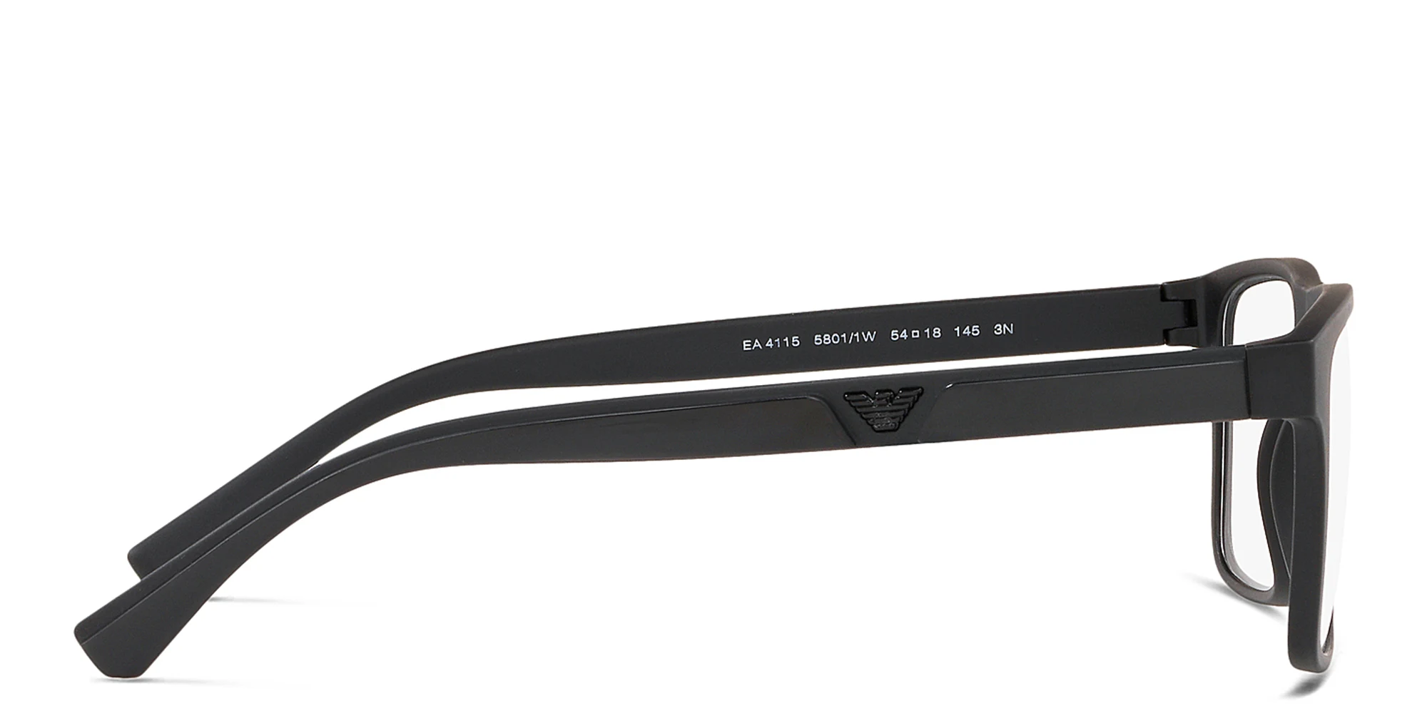 Shop Emporio Armani Rectangle Eyeglasses in Midnight Black online.