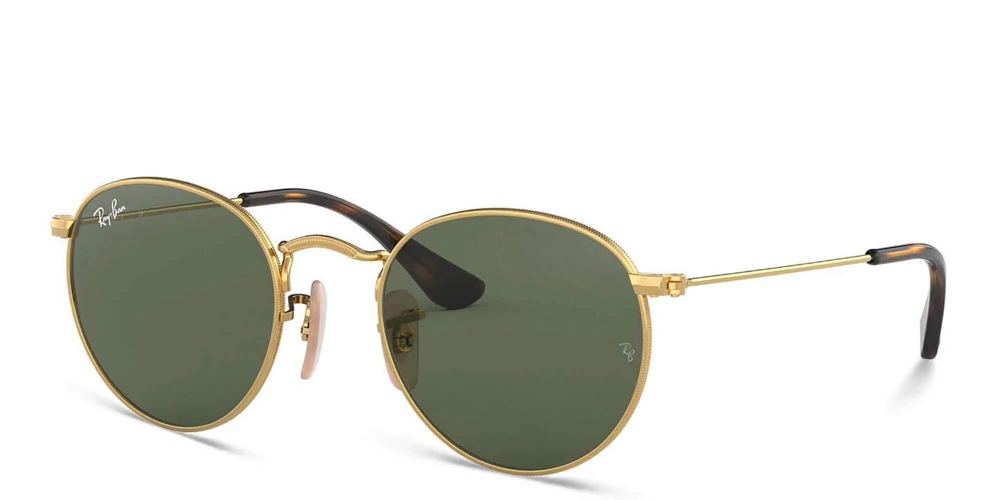 Shop Ray-Ban Junior Kids Round Sunglasses in Gold online.