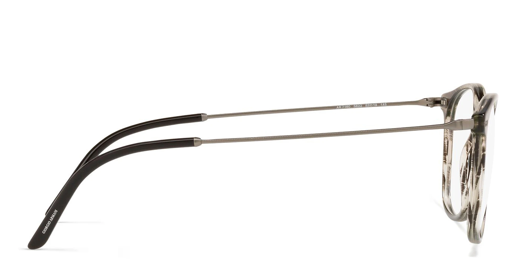 Shop GIORGIO ARMANI Round Eyeglasses in Black & Tortoise Top online.