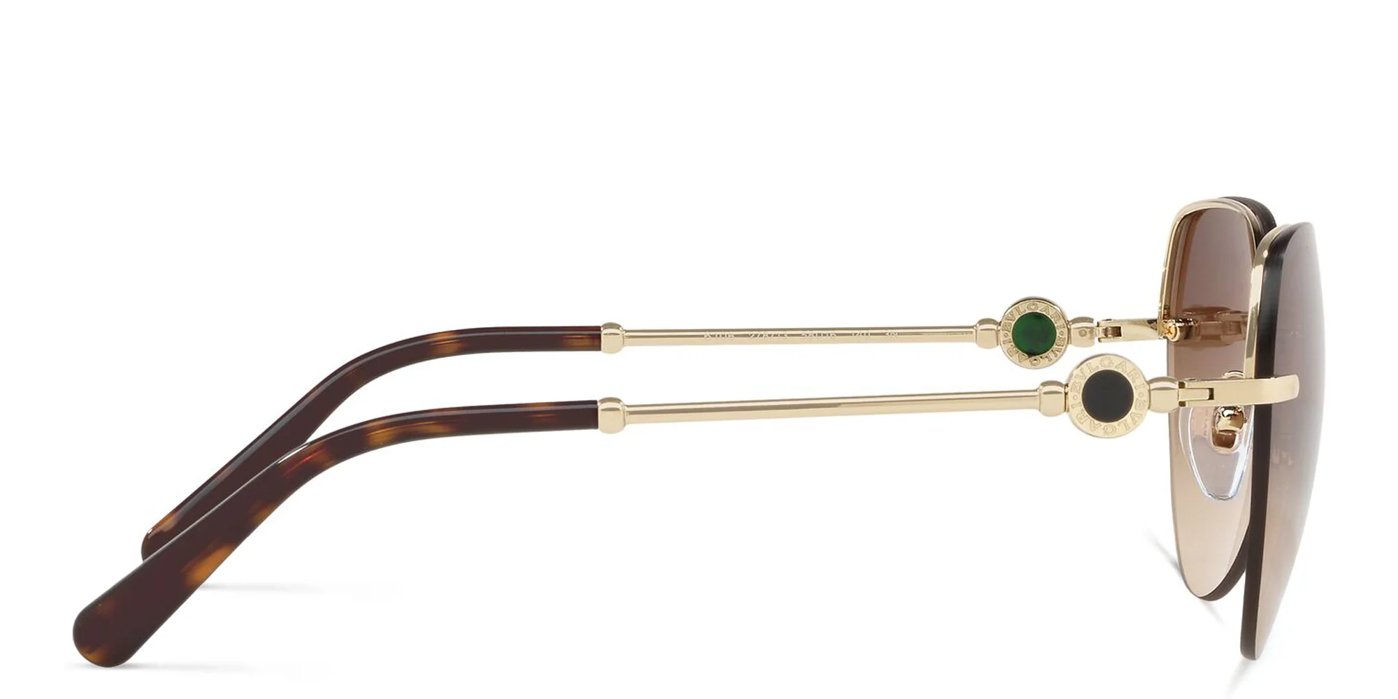 Shop BVLGARI Rimless Aviator Sunglasses in Pale Gold online.
