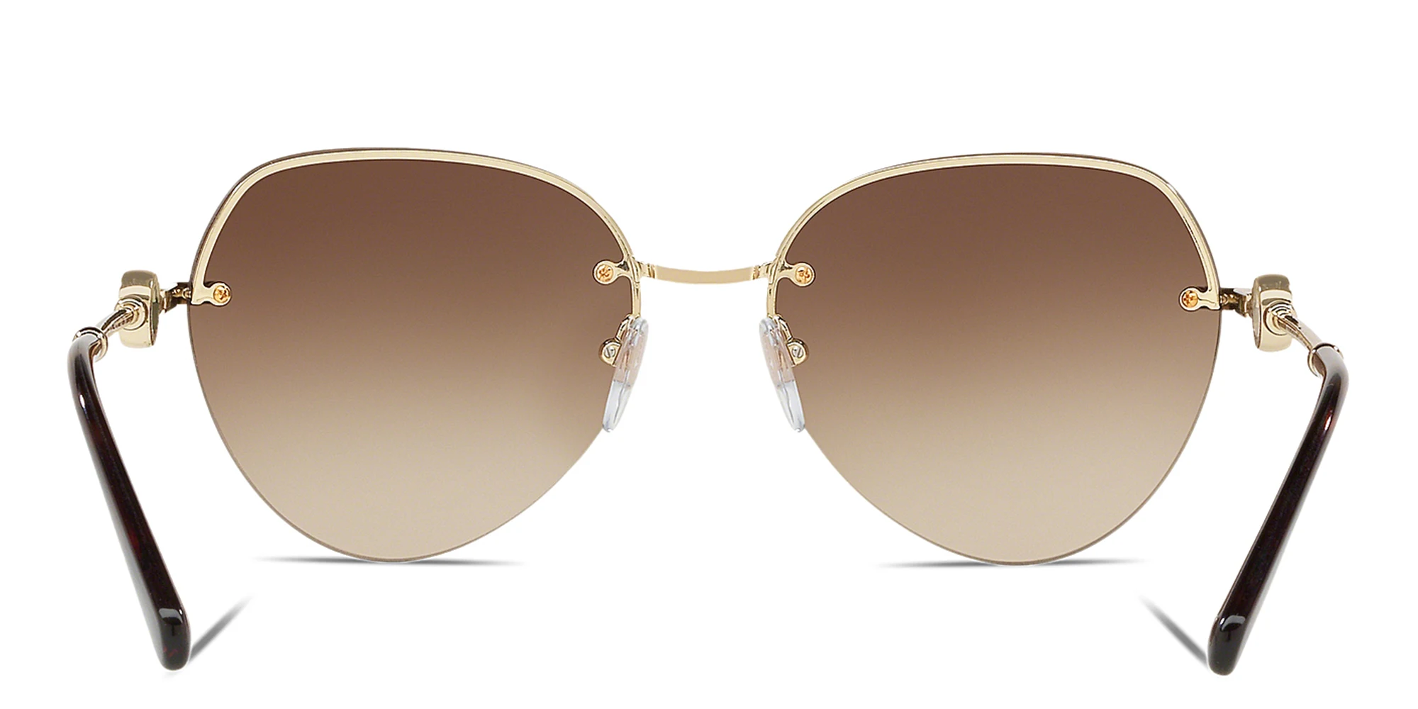 Shop BVLGARI Rimless Aviator Sunglasses in Pale Gold online.
