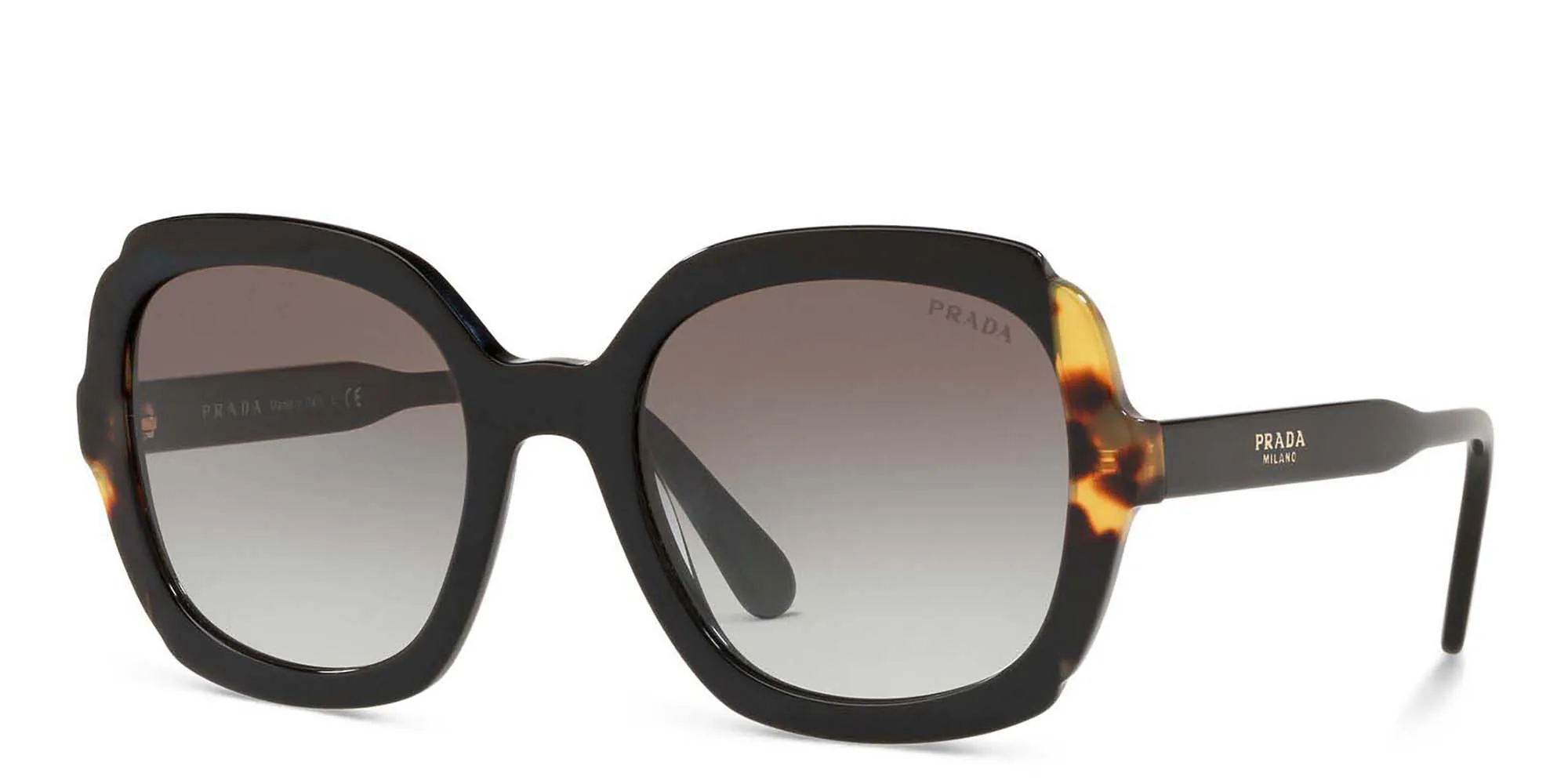 Shop PRADA Square Sunglasses in Black online.