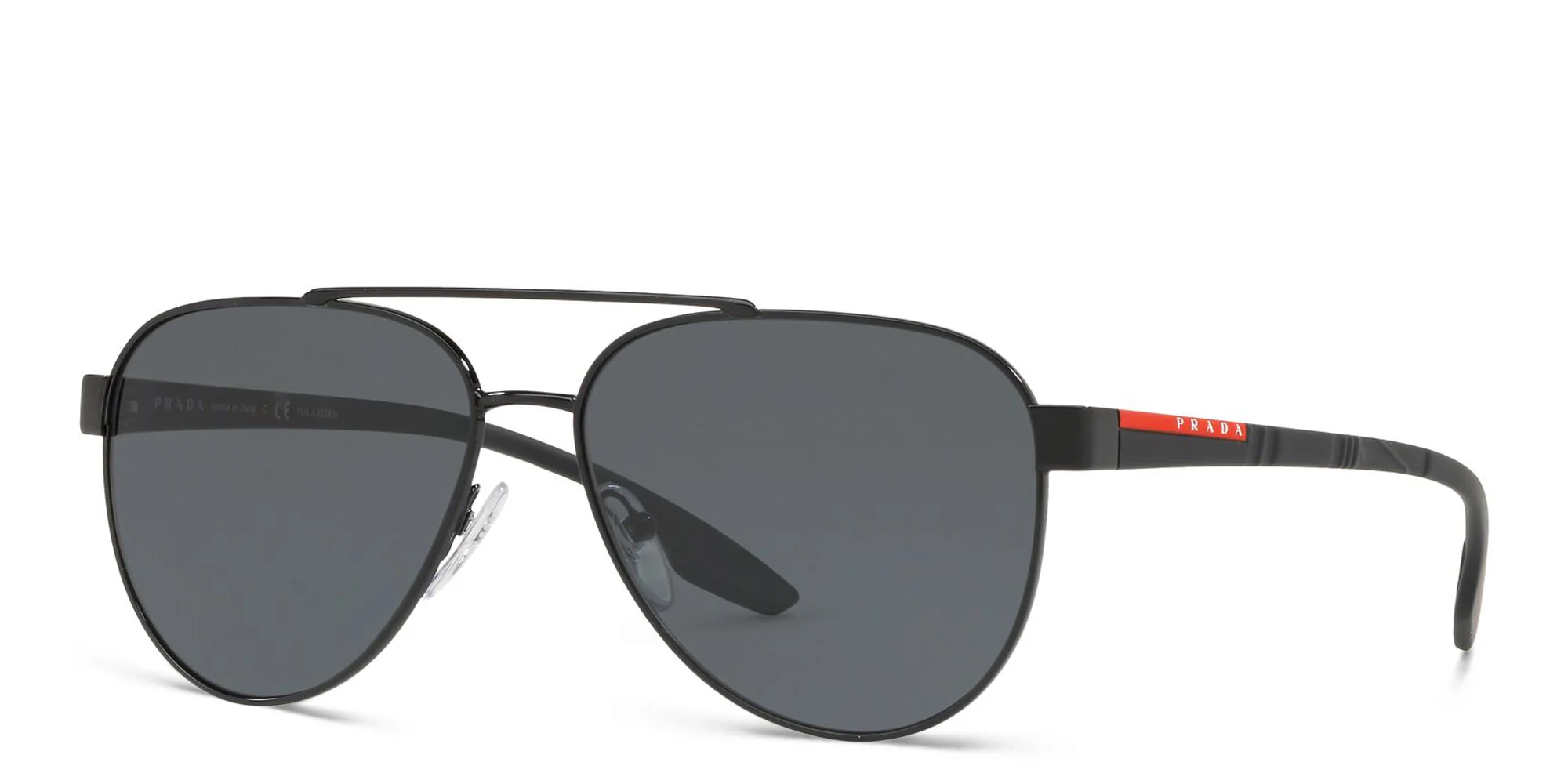 Shop Prada Linea Rossa Pilot Sunglasses in Black online.
