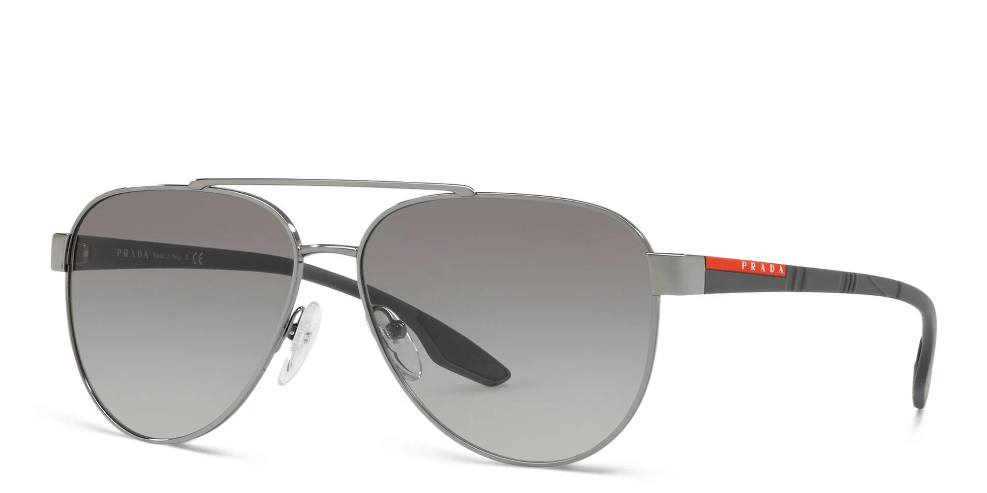 Shop Prada Linea Rossa Pilot Sunglasses in Gunmetal online.