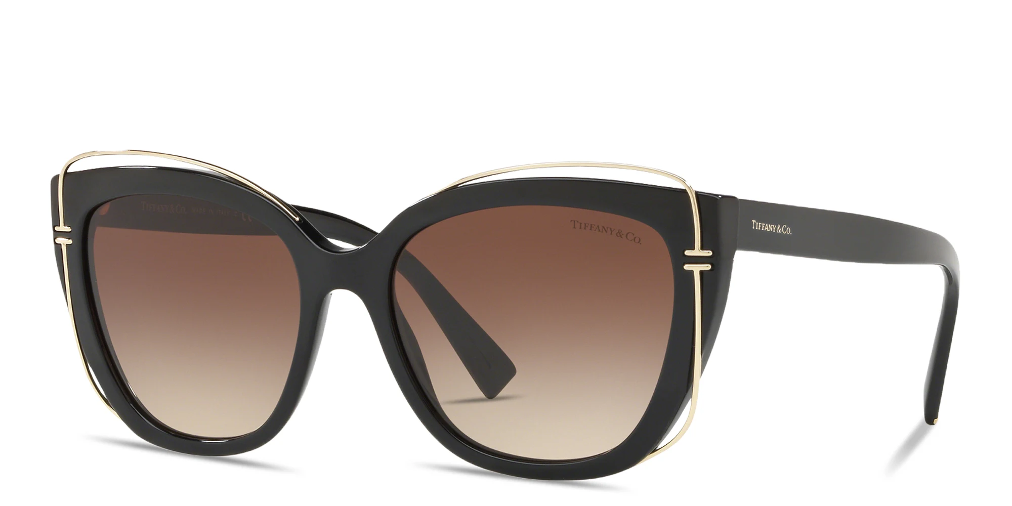 Shop TIFFANY Logo Lettering Cat-Eye Sunglasses in Black online.