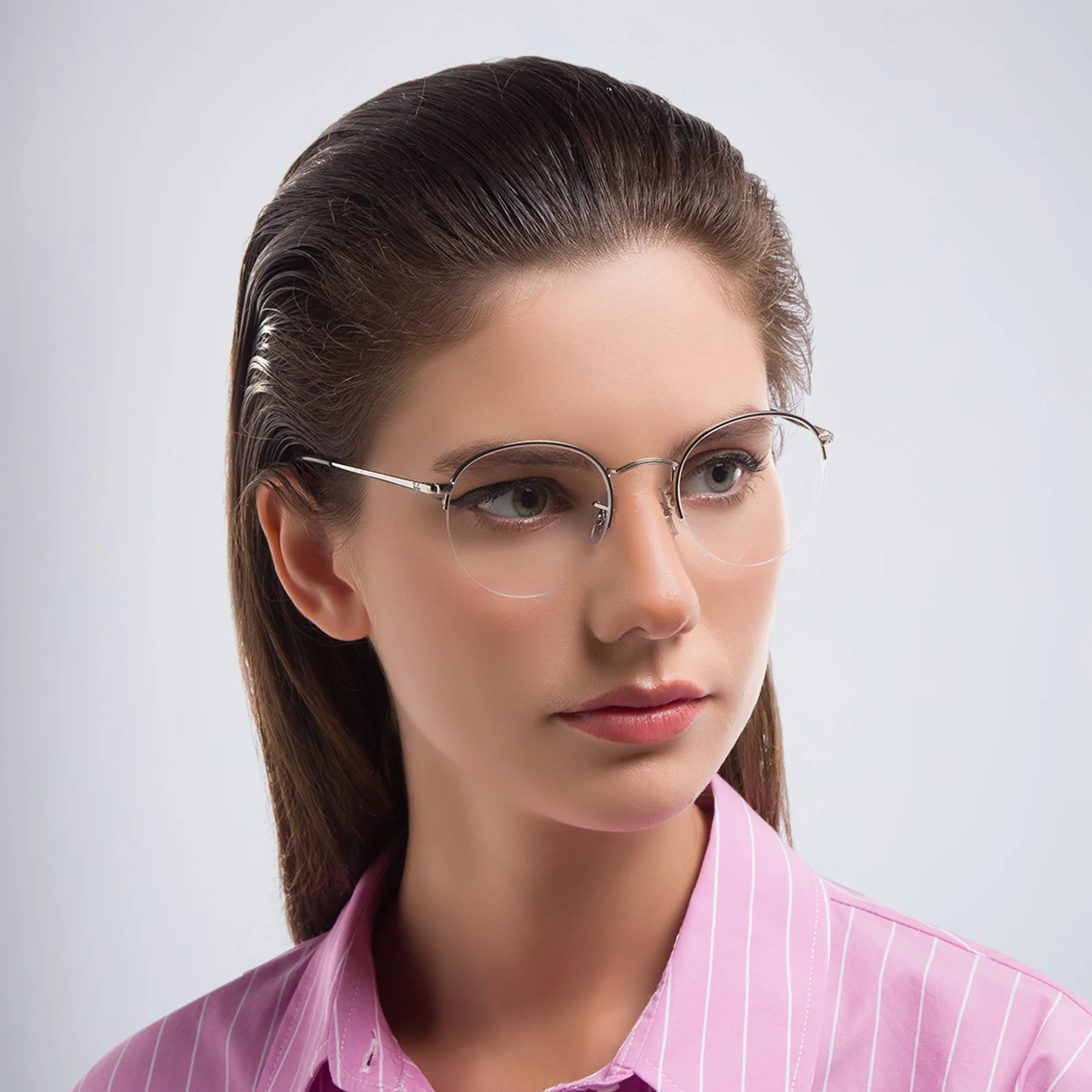 Shop Ray-Ban Round Gaze Unisex Eyeglasses in Silver online.