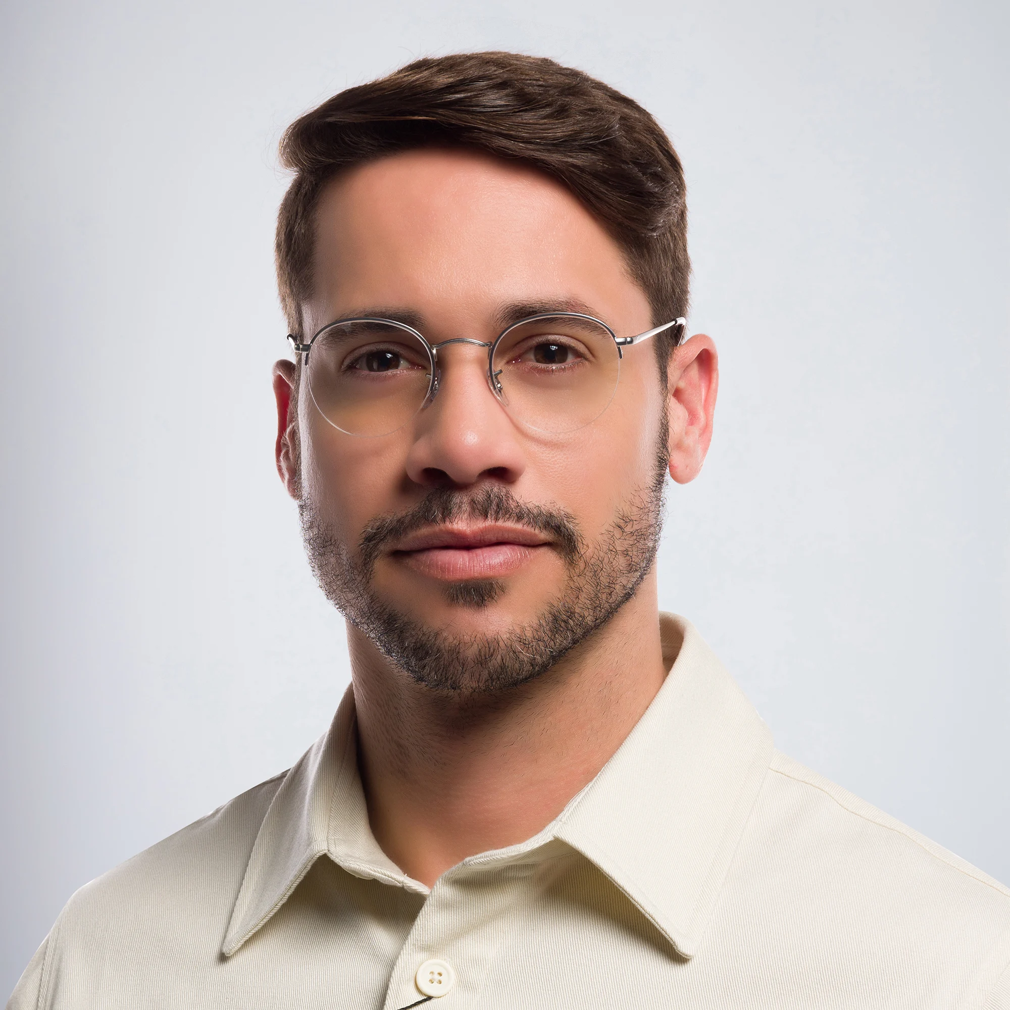 Shop Ray-Ban Round Gaze Unisex Half Rim Eyeglasses in Silver online.