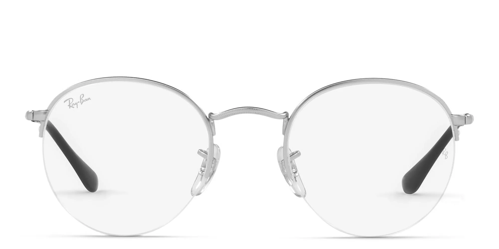 Shop Ray-Ban Round Gaze Unisex Half Rim Eyeglasses in Silver online.