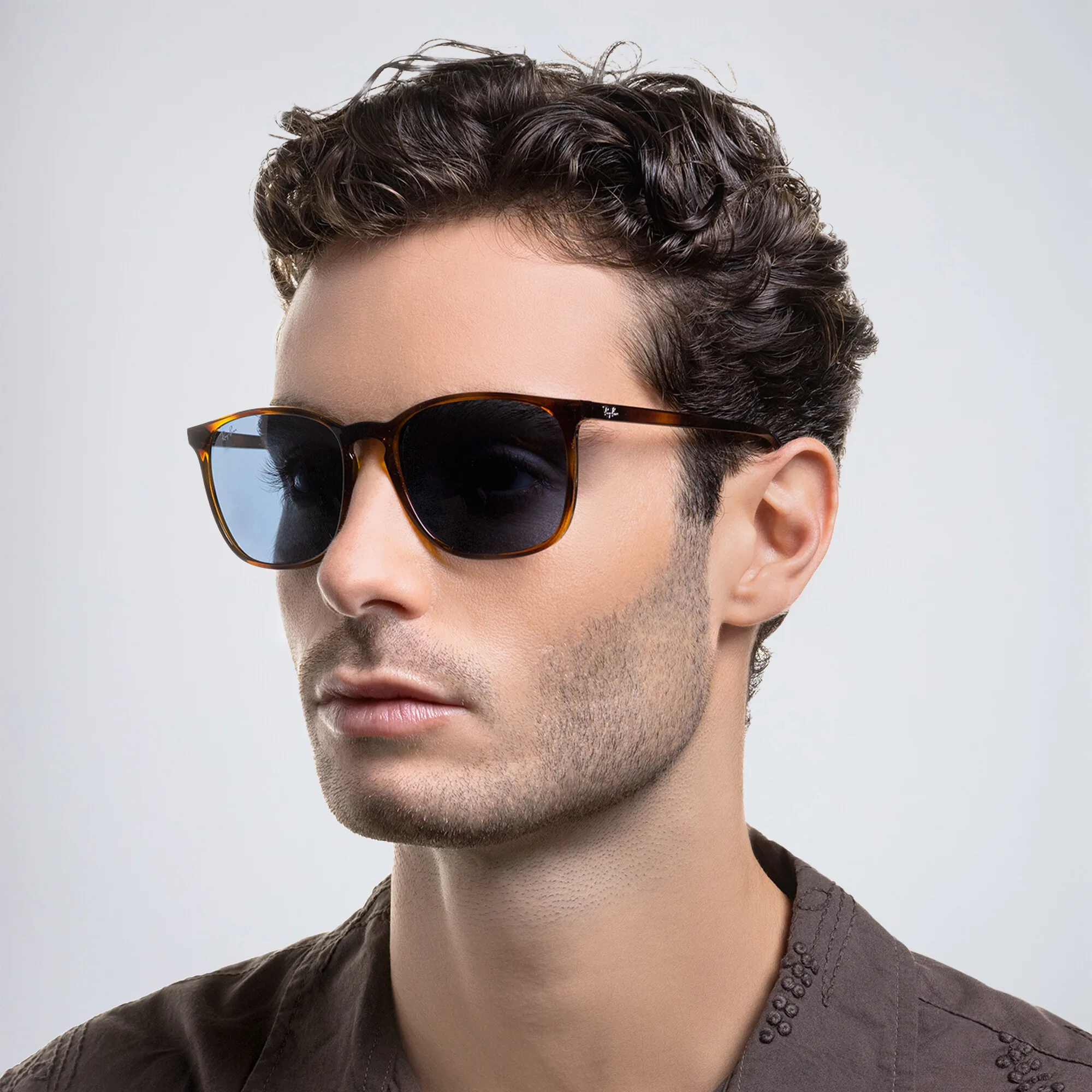 Shop Ray-Ban Unisex Square Sunglasses in Havana online.
