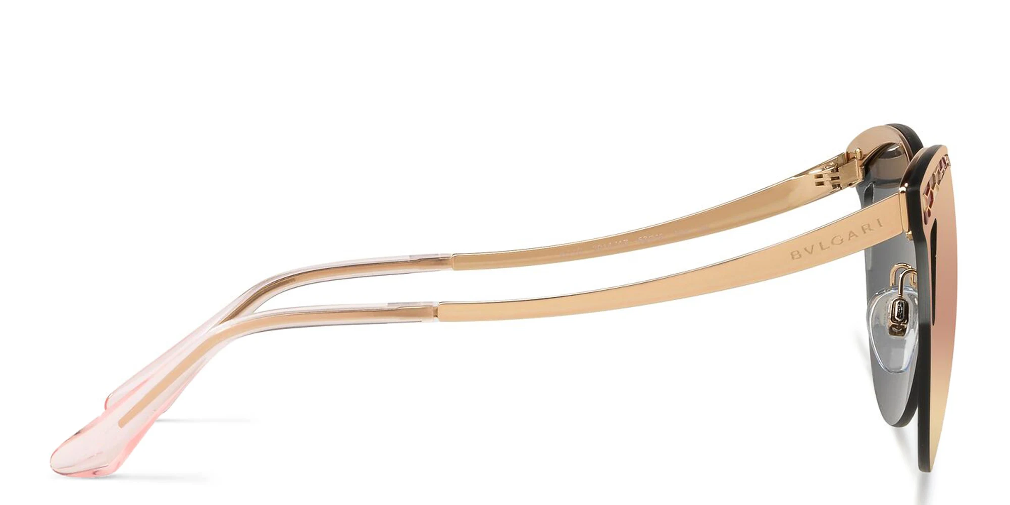 Shop BVLGARI Cat Eye Sunglasses in Pink Gold online.