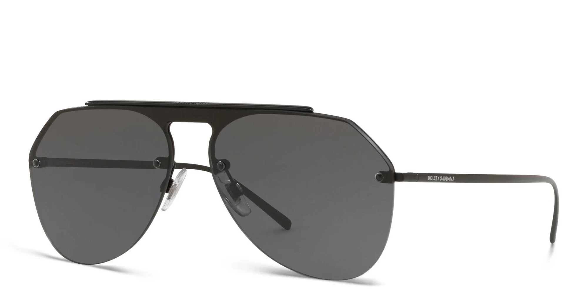 Shop Dolce & Gabbana Rimless Aviator Sunglasses in Black online.