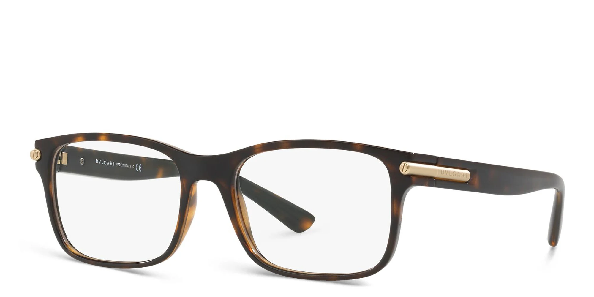 Shop BVLGARI Rectangle Eyeglasses in Dark Havana online.