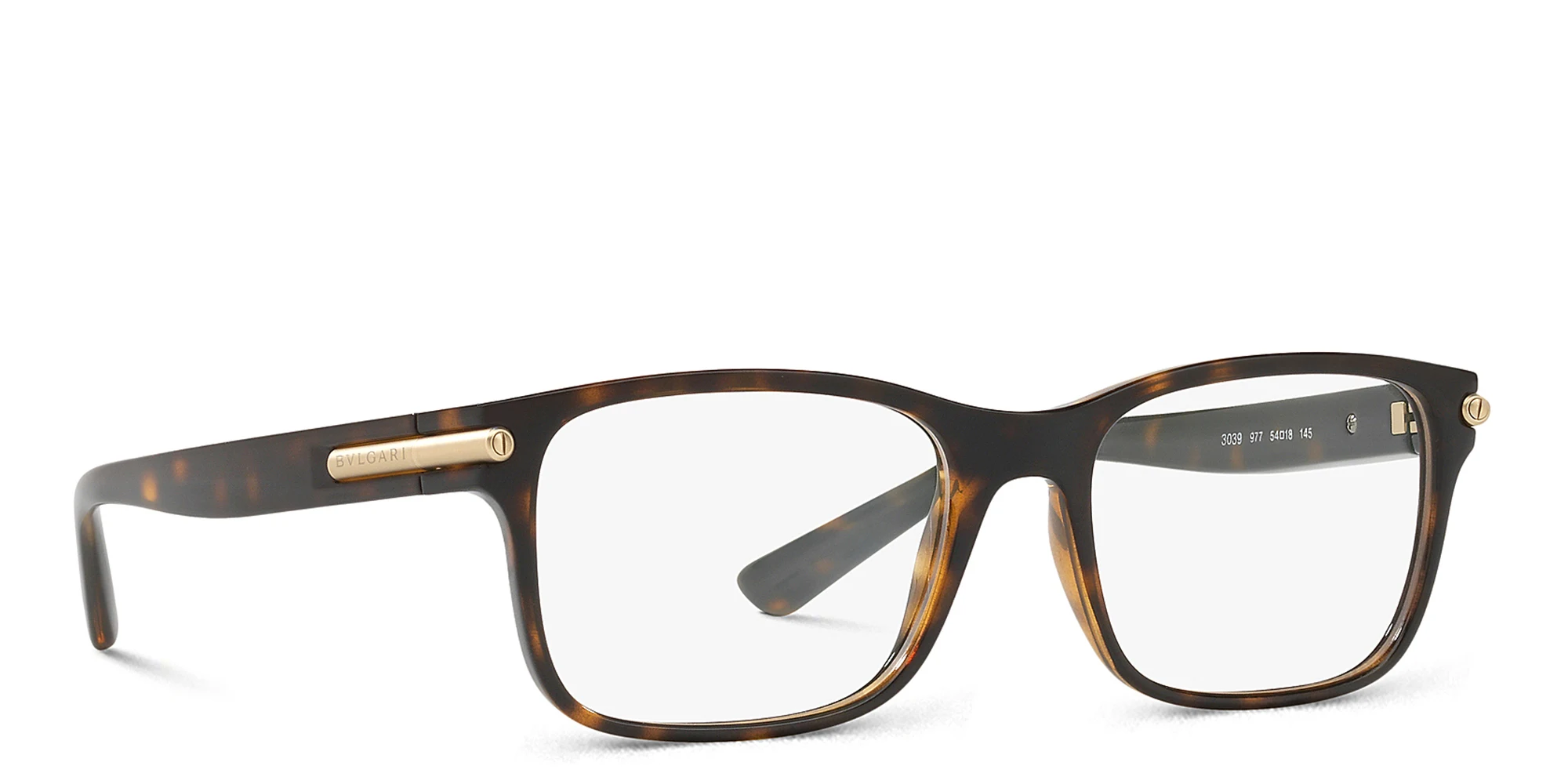 Shop BVLGARI Rectangle Eyeglasses in Dark Havana online.