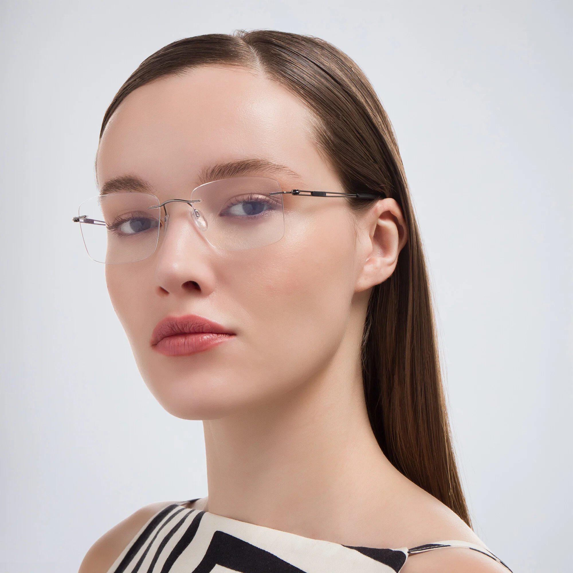 Shop Silhouette Rimless Square Eyeglasses in Grey online.