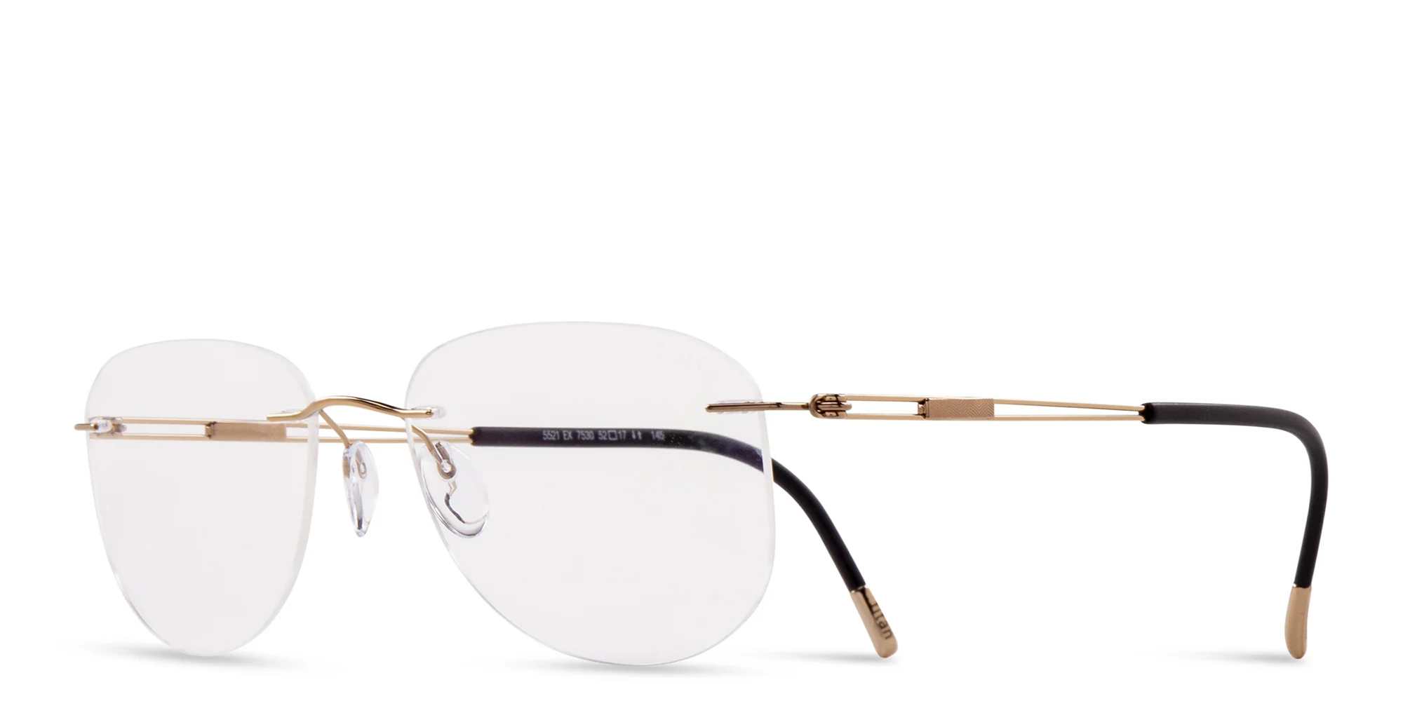 Shop Silhouette Rimless Aviator Eyeglasses in Gold online.