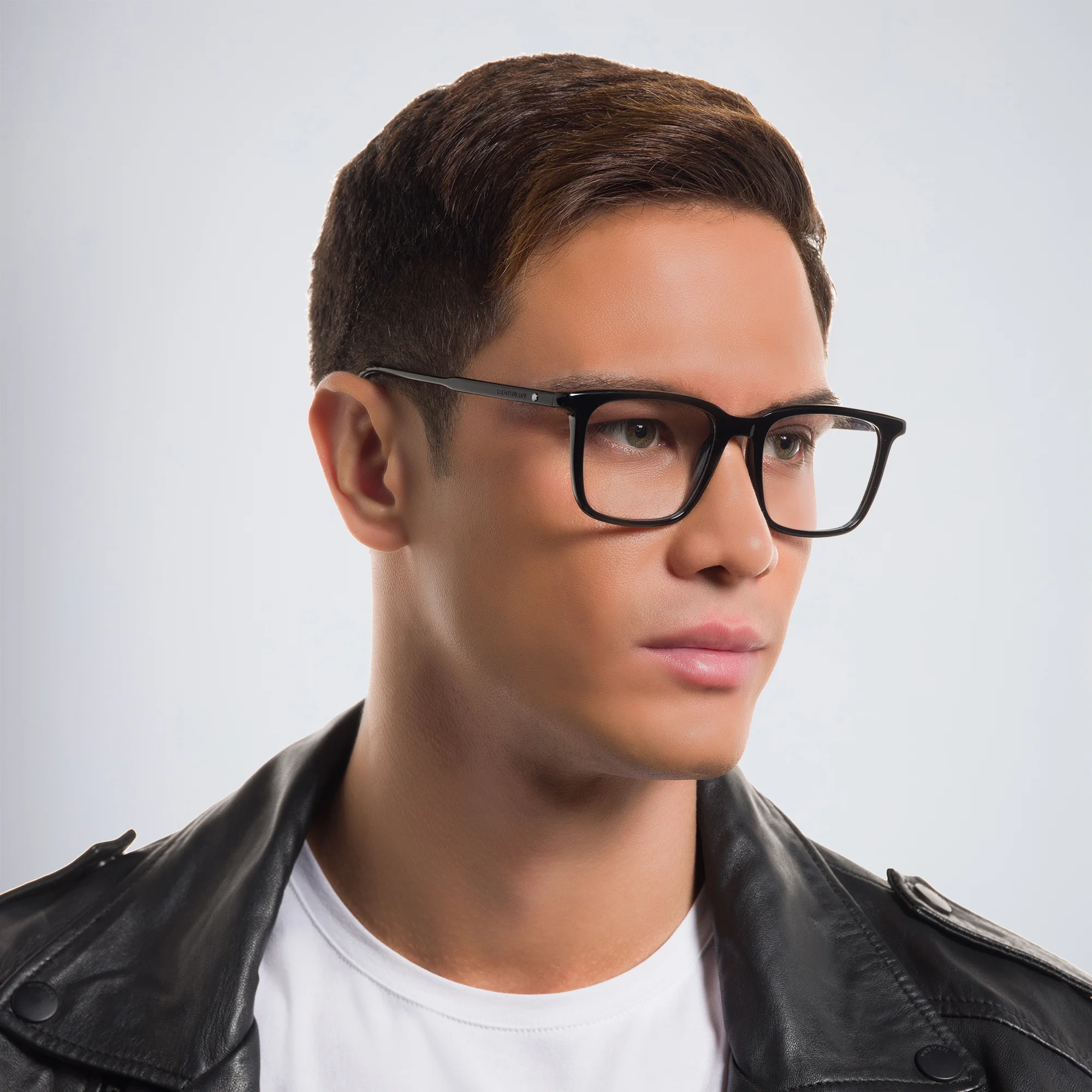 Shop MONTBLANC Square Eyeglasses in Black online.