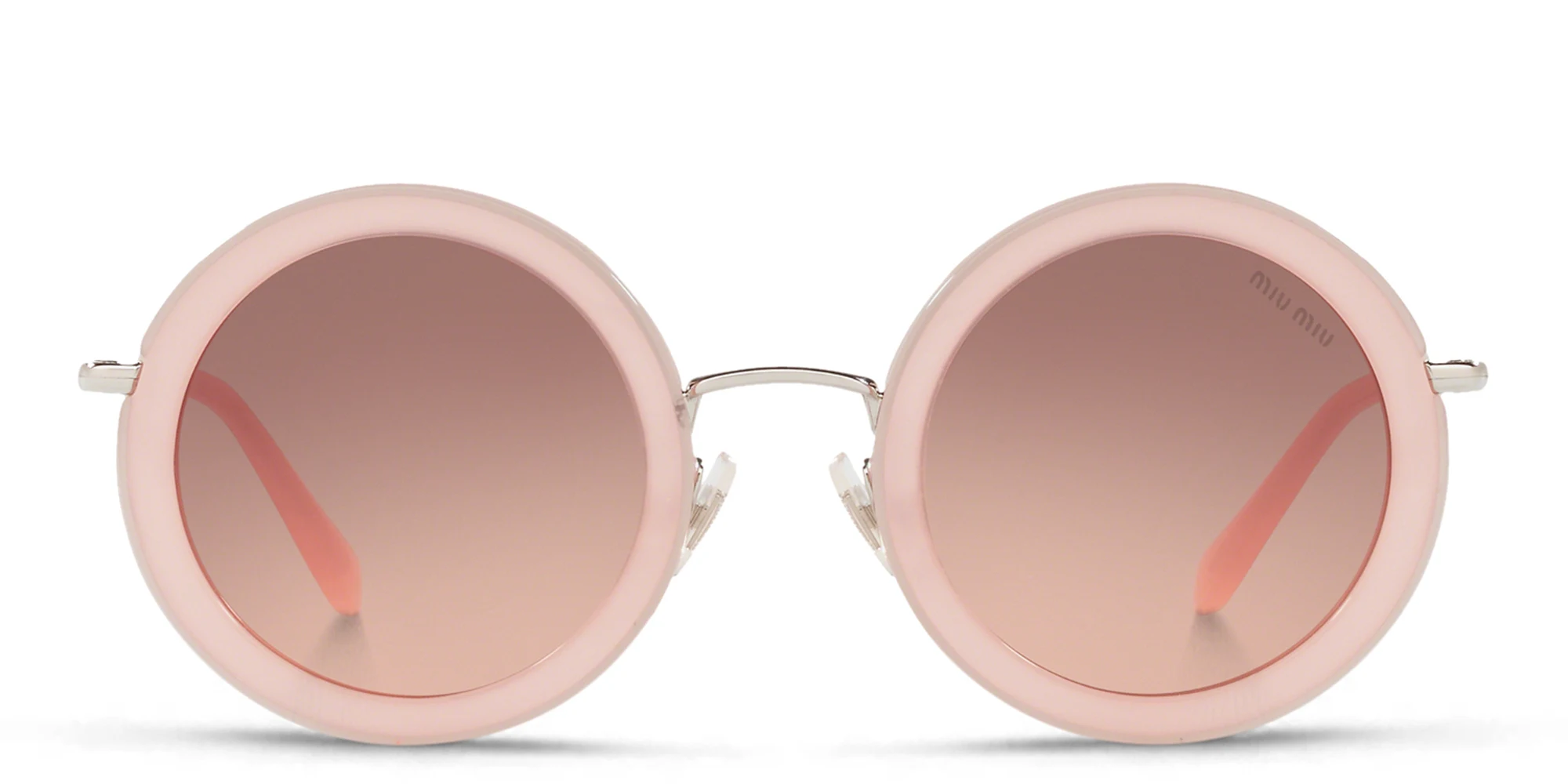 Shop MIU MIU Oversized Round Sunglasses in Opal Pink online.
