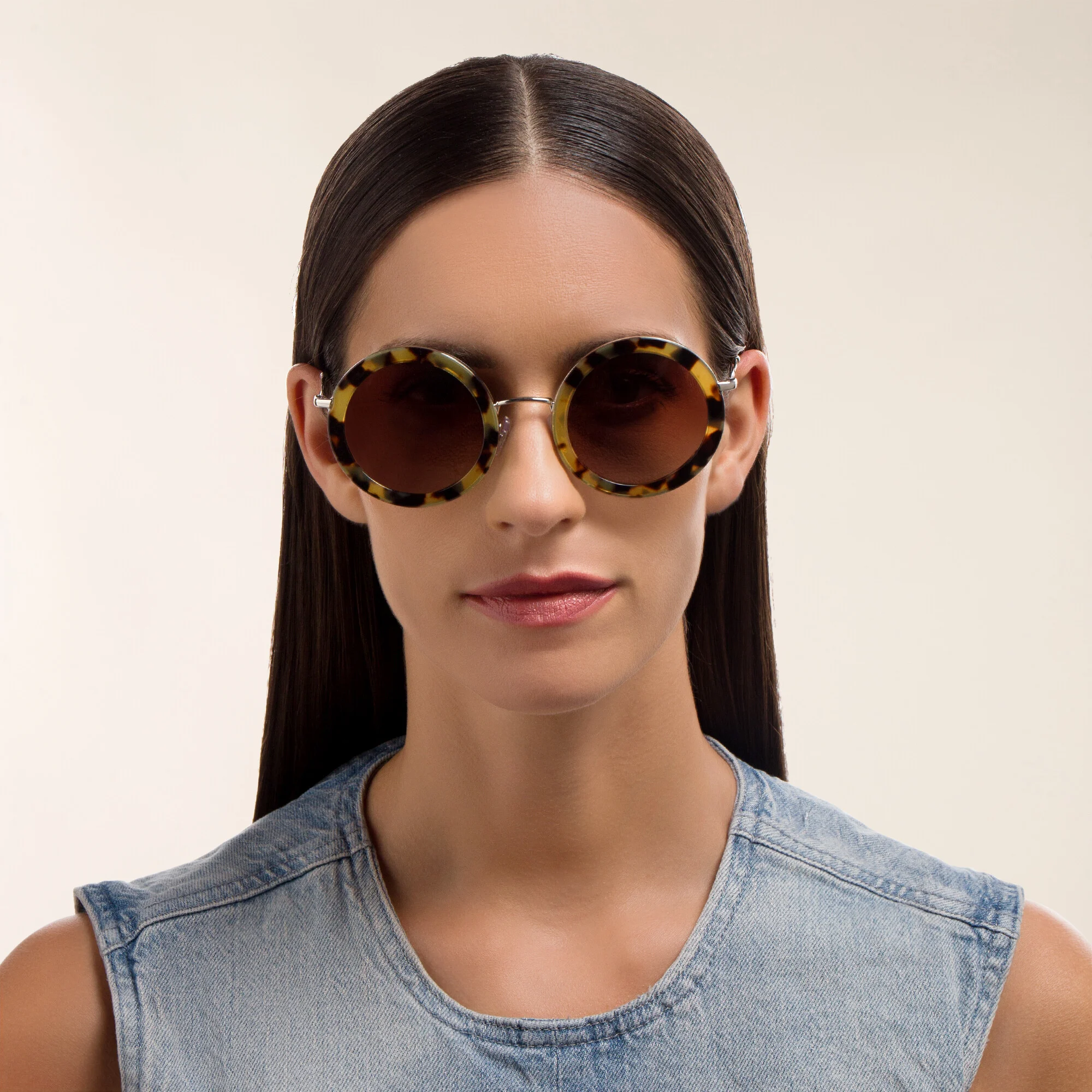 Shop MIU MIU Oversized Round Sunglasses in Light Havana online.