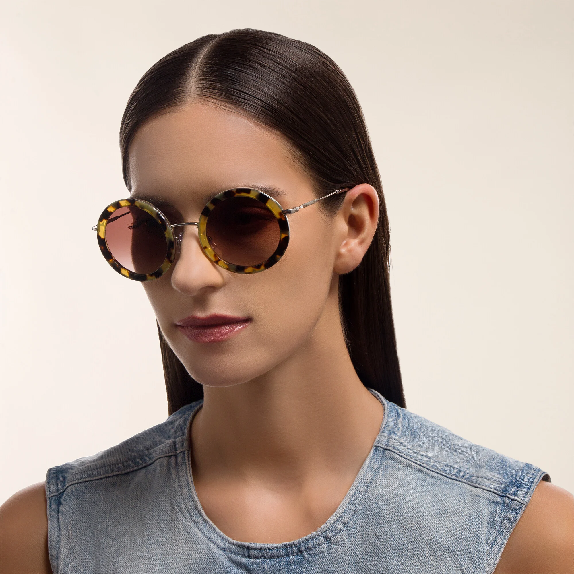 Shop MIU MIU Oversized Round Sunglasses in Light Havana online.