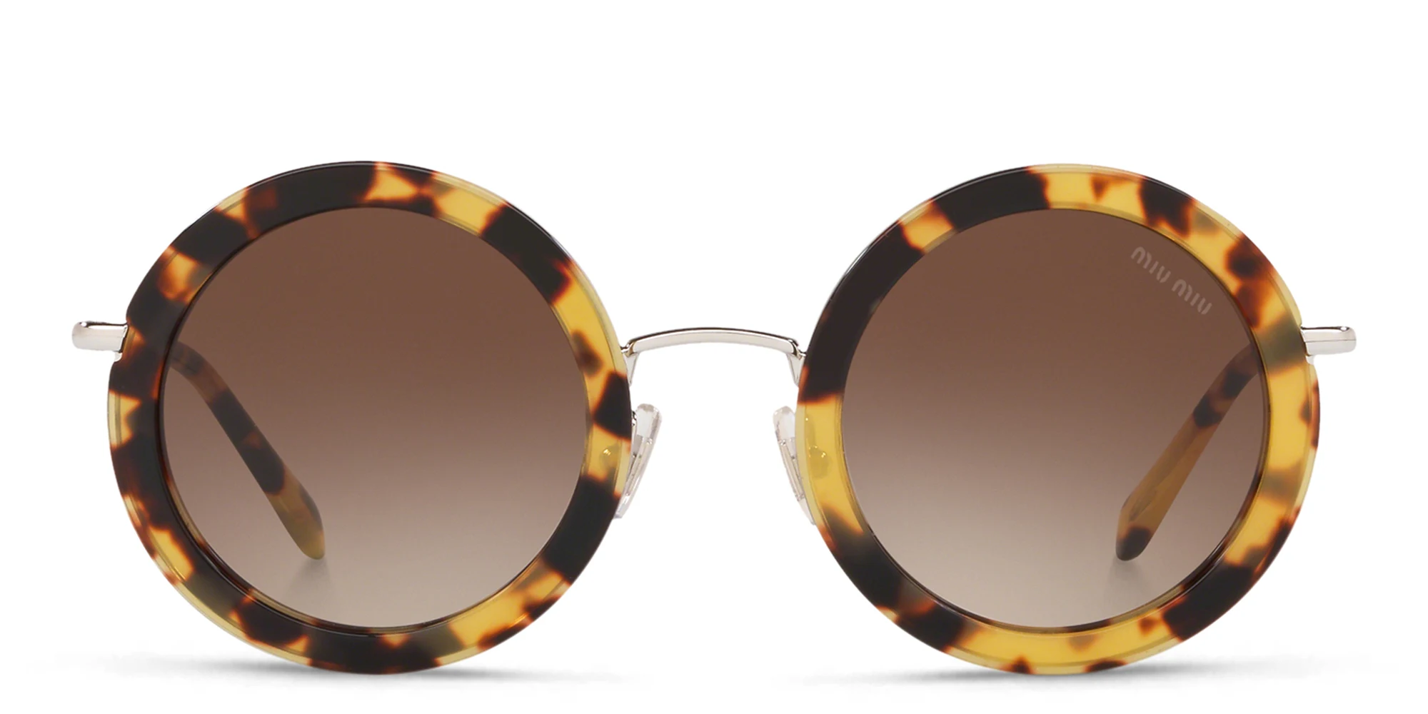 Shop MIU MIU Oversized Round Sunglasses in Light Havana online.
