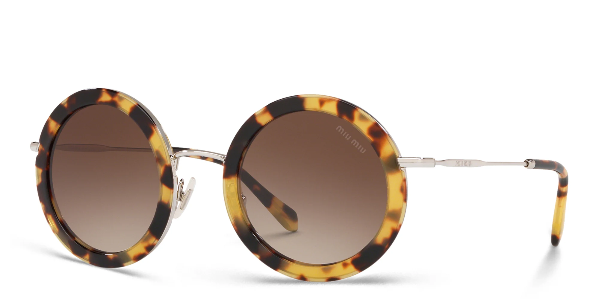 Shop MIU MIU Oversized Round Sunglasses in Light Havana online.