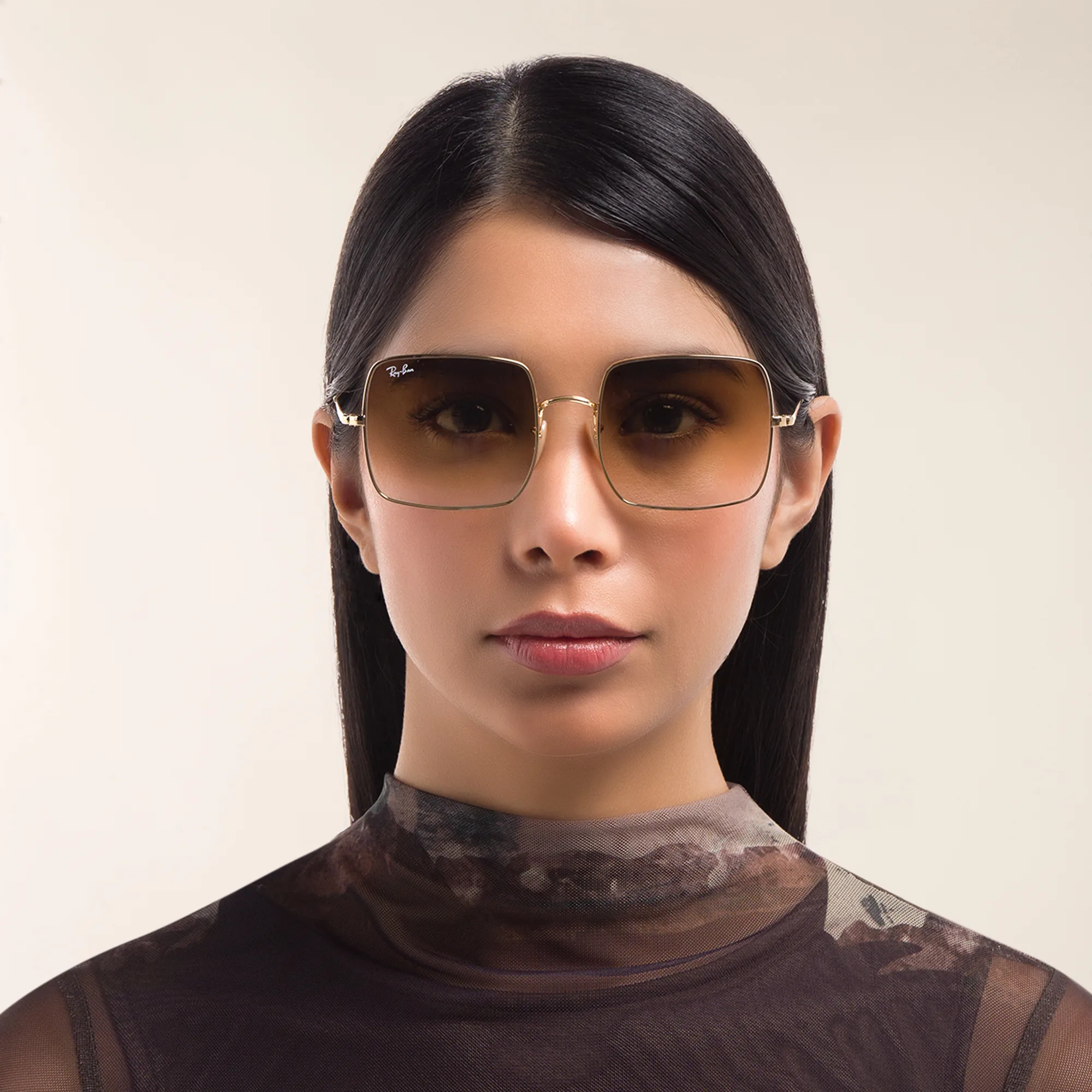 Shop Ray-Ban Square Sunglasses in Gold online.