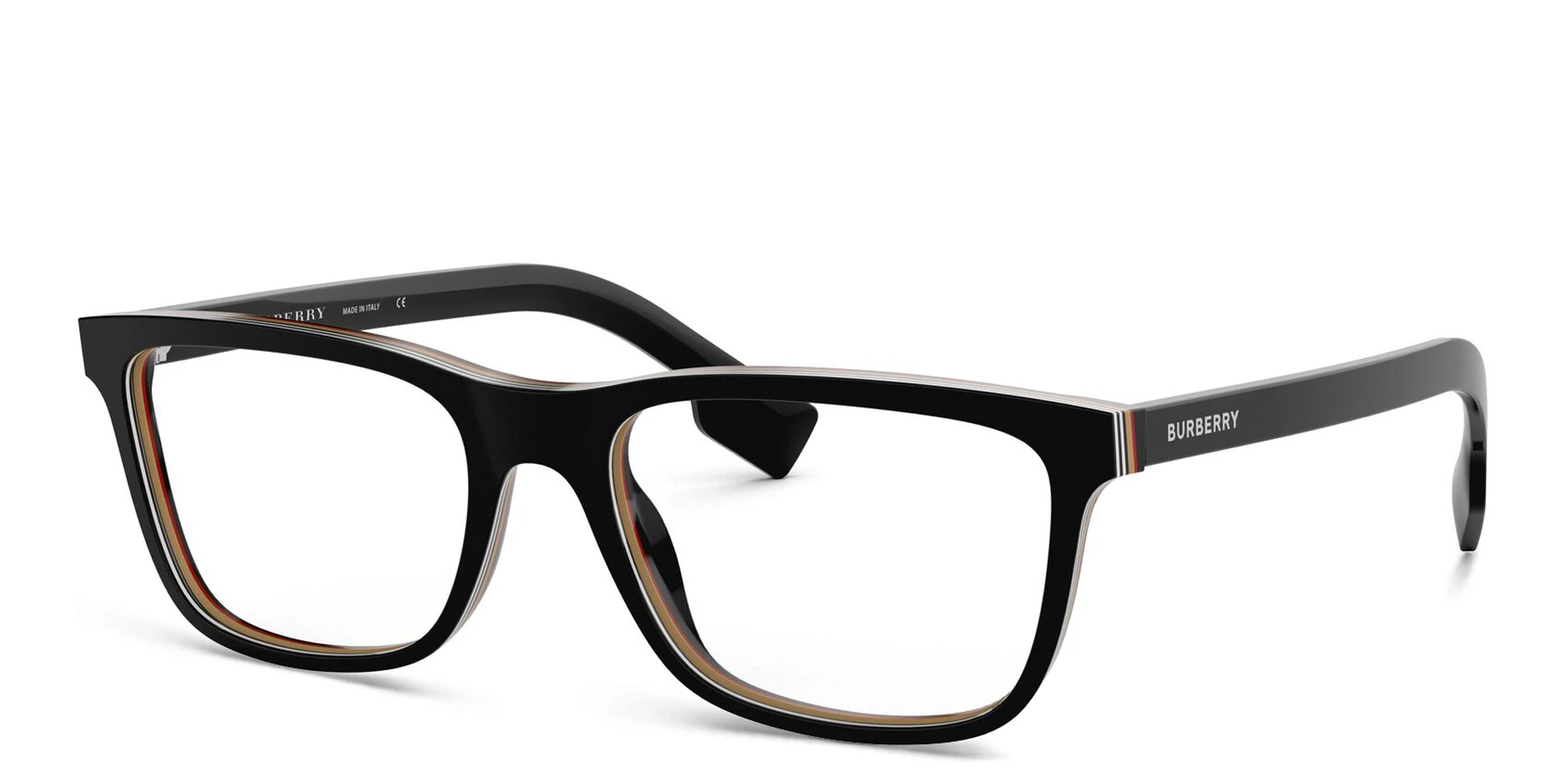 Shop BURBERRY Rectangle Eyeglasses in Black online.