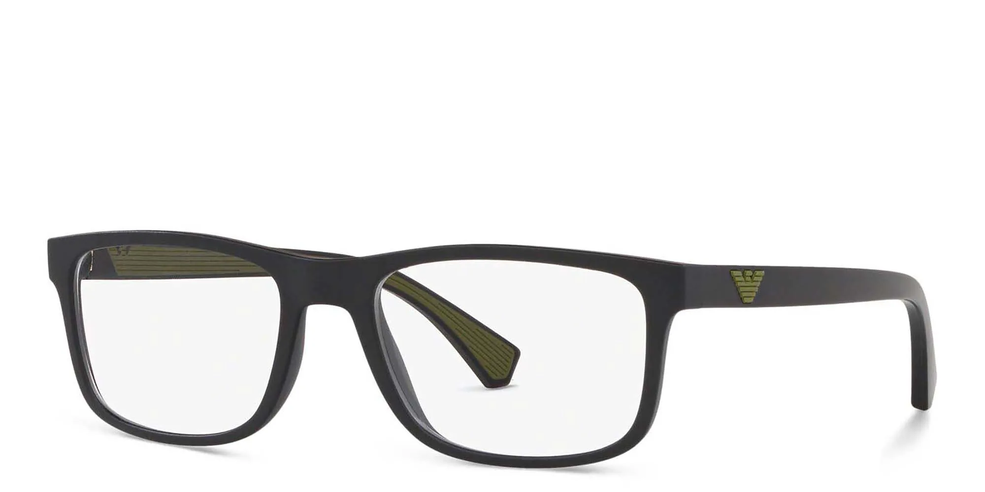تسوق نظارة طبية بإطار مستطيل واسع امبوريو أرماني بلون Matte Black أونلاين.