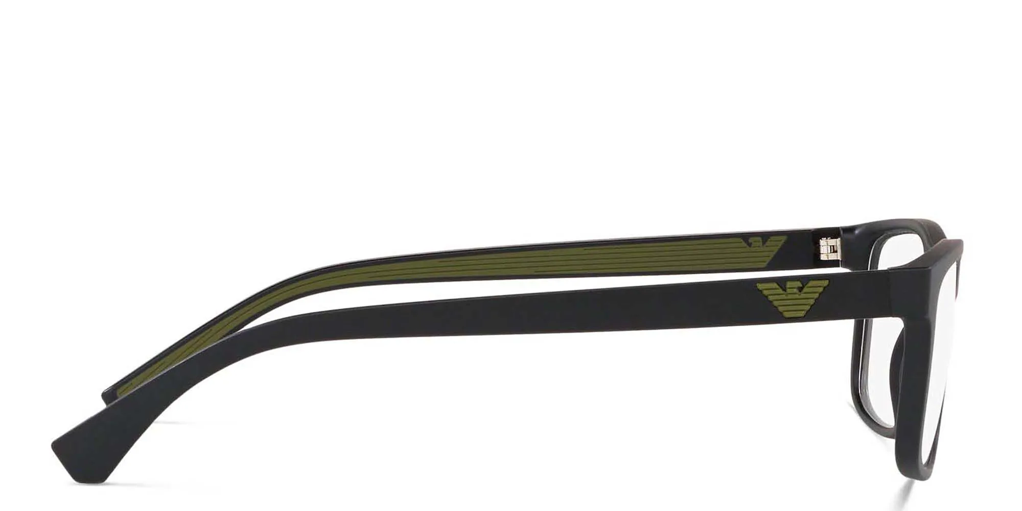 Shop Emporio Armani Wide Rectangle Eyeglasses in Matte Black online.