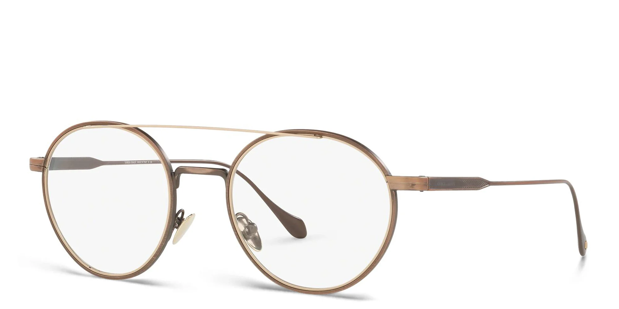 Shop GIORGIO ARMANI Round Eyeglasses in Gold online.