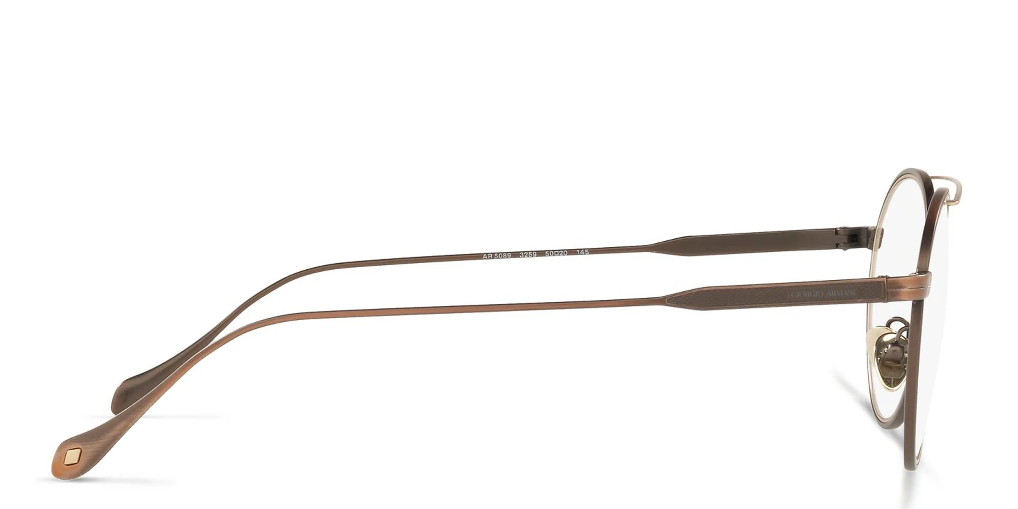 Shop GIORGIO ARMANI Round Eyeglasses in Gold online.