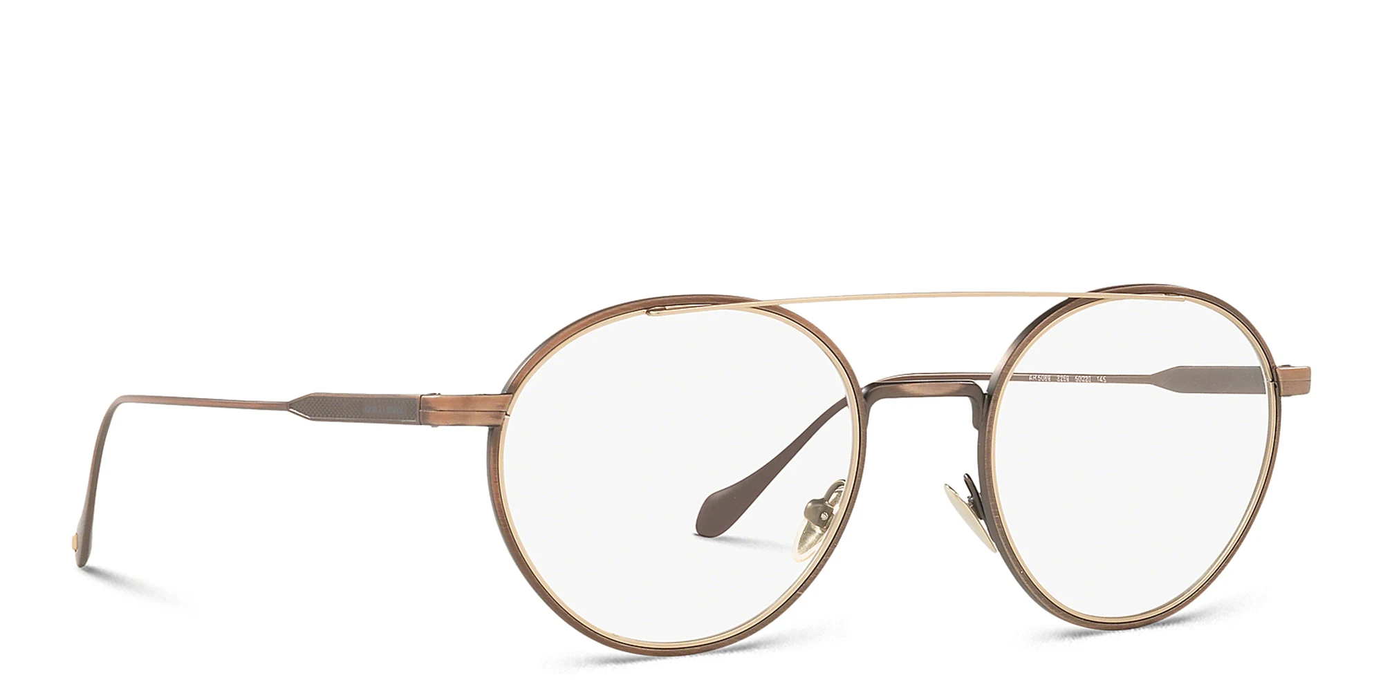 Shop GIORGIO ARMANI Round Eyeglasses in Gold online.