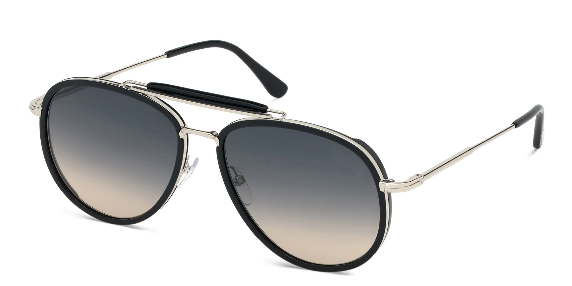 Shop TOM FORD Aviator Sunglasses in Shiny Black online.