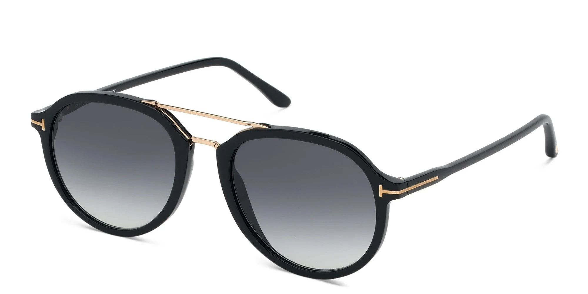 Shop TOM FORD Aviator Sunglasses in Shiny Black online.