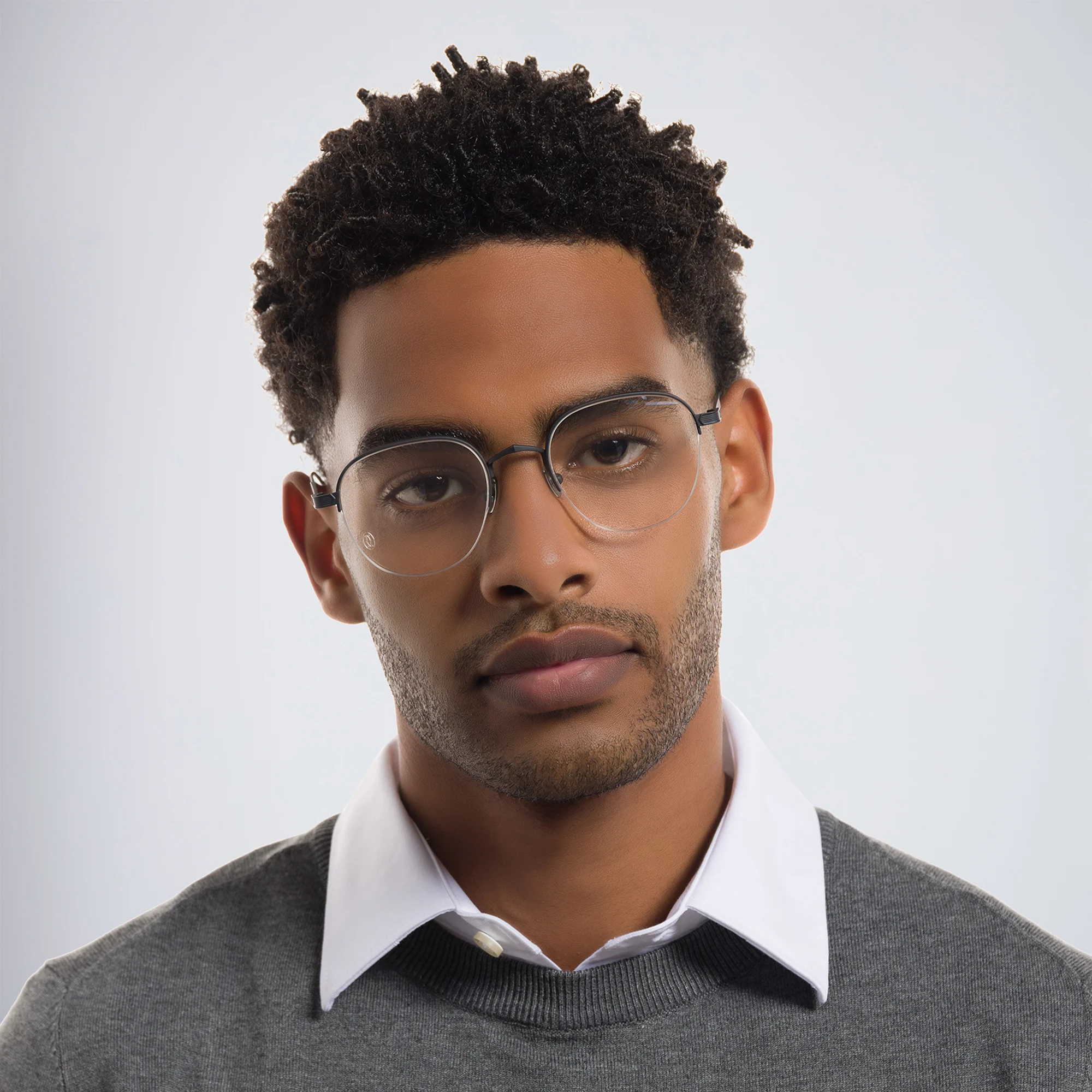 Shop Cartier Signature 'C'de Half-Rim Eyeglasses in Black online.