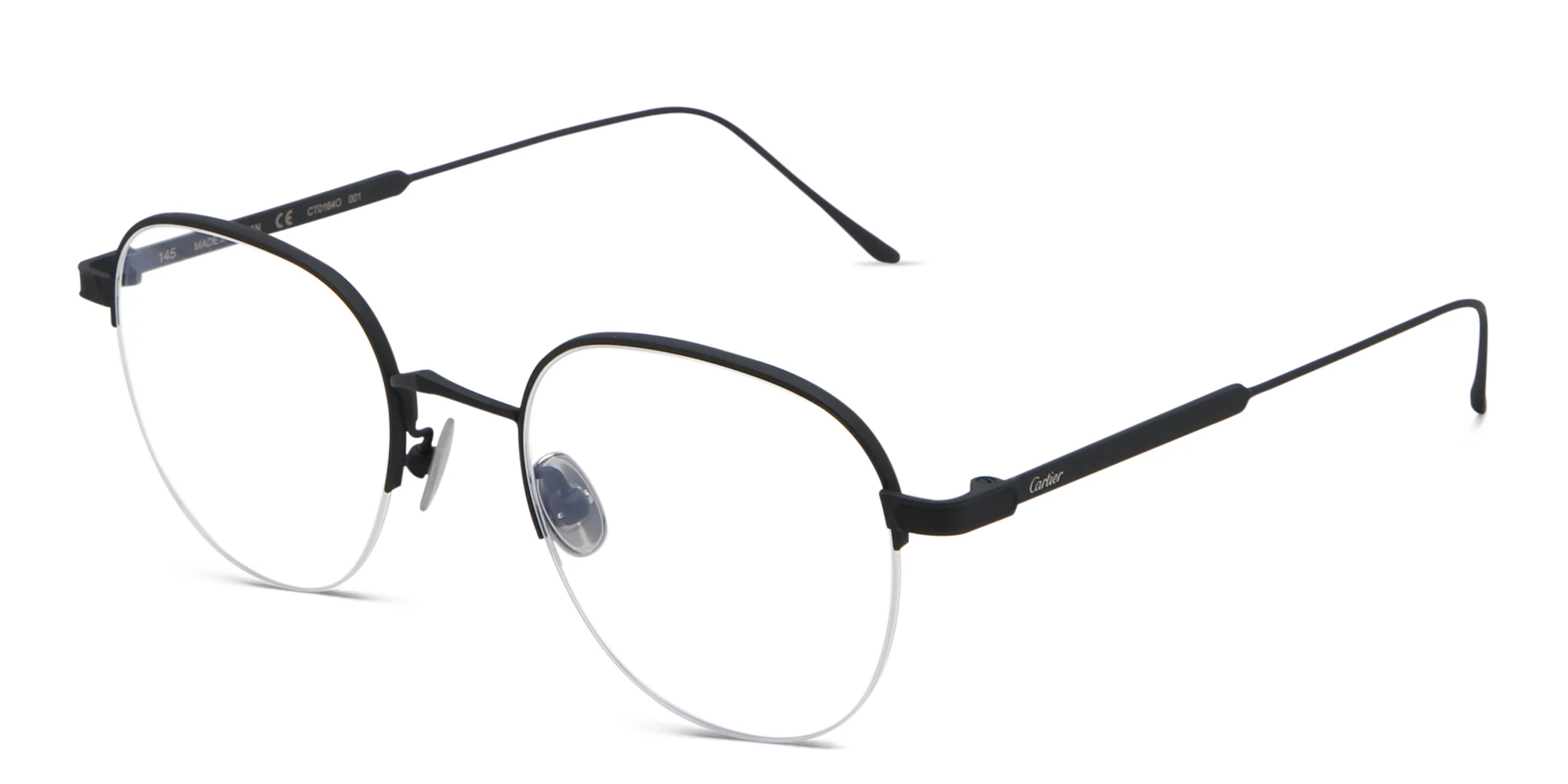 Shop Cartier Signature 'C'de Half-Rim Eyeglasses in Black online.