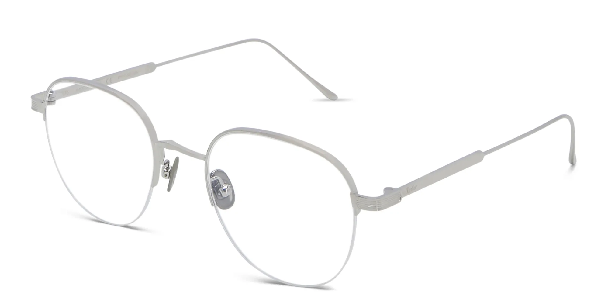 Shop Cartier Signature 'C'de Cartier Half-Rim Eyeglasses in Silver online.