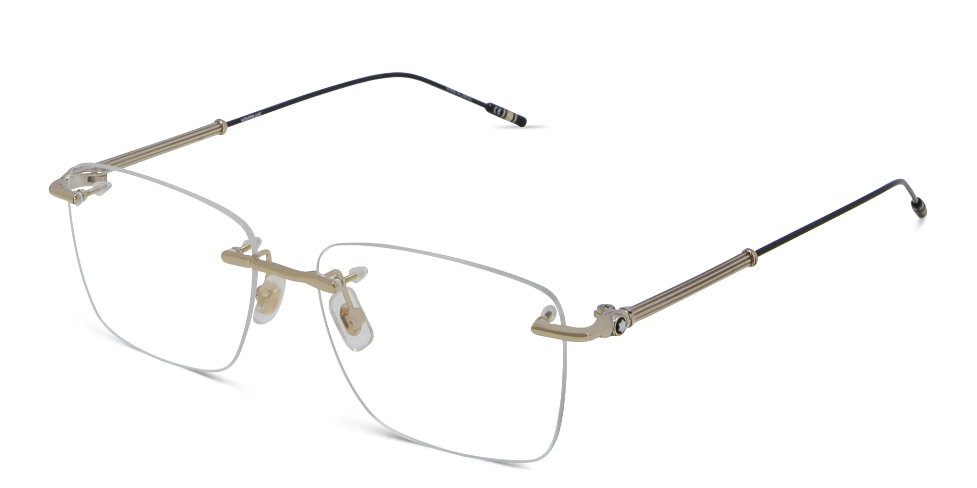 Shop MONTBLANC Rimless Rectangle Eyeglasses in Gold online.