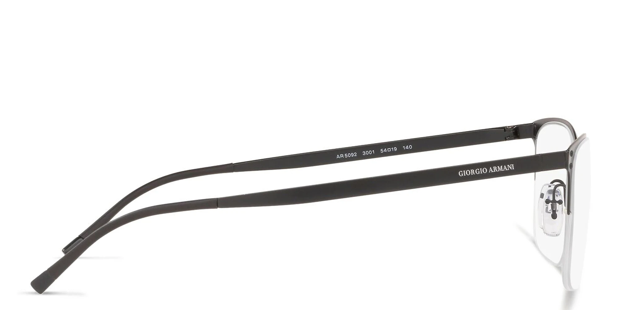 Shop GIORGIO ARMANI Half Rim Rectangle Eyeglasses in Matte Black online.