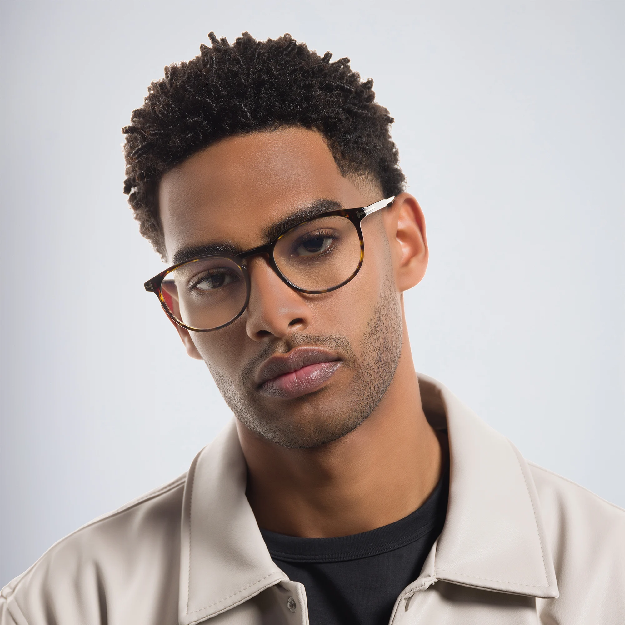 Shop TOM FORD Round Eyeglasses in Dark Havana online.