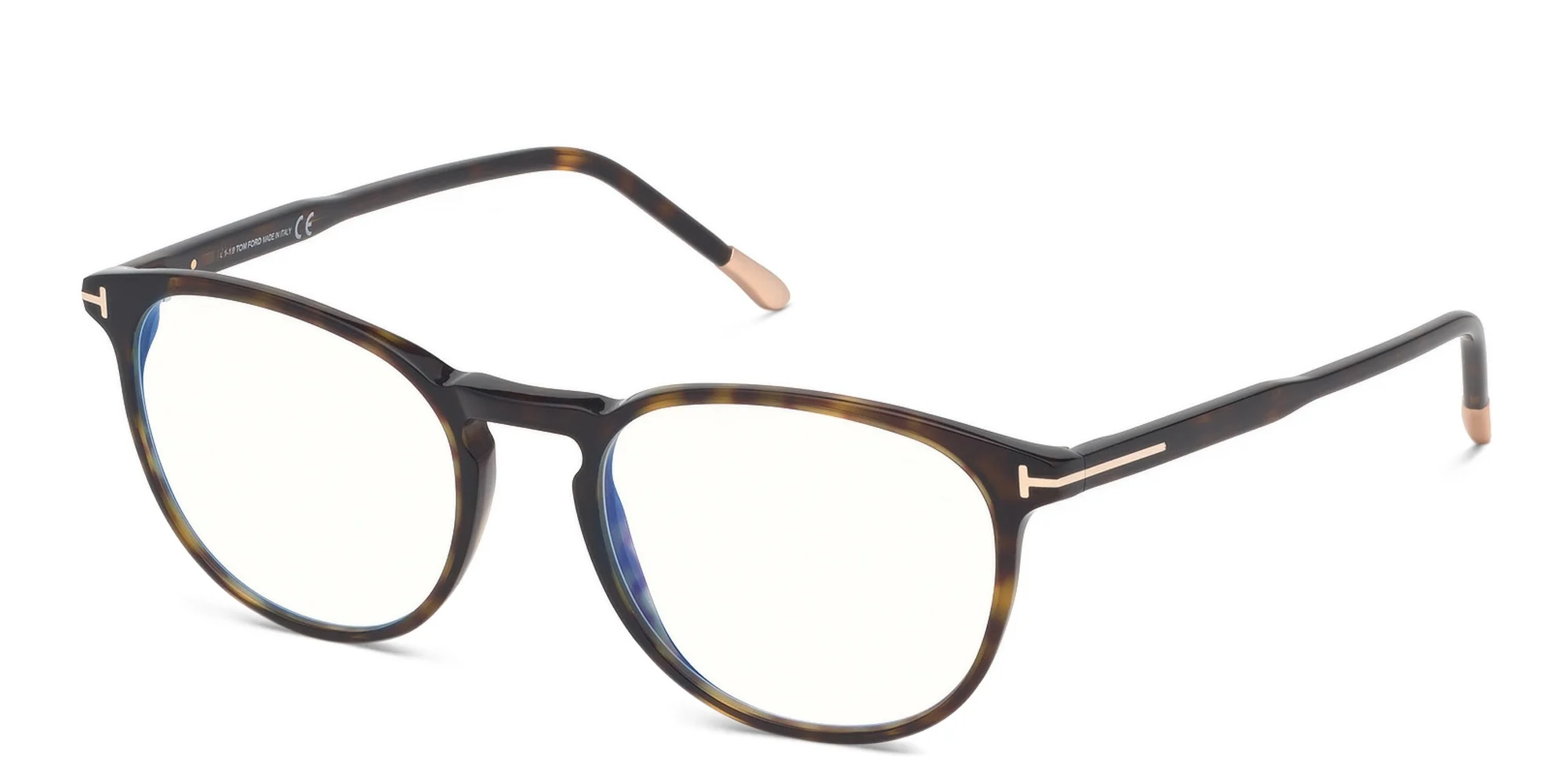 Shop TOM FORD Round Eyeglasses in Dark Havana online.