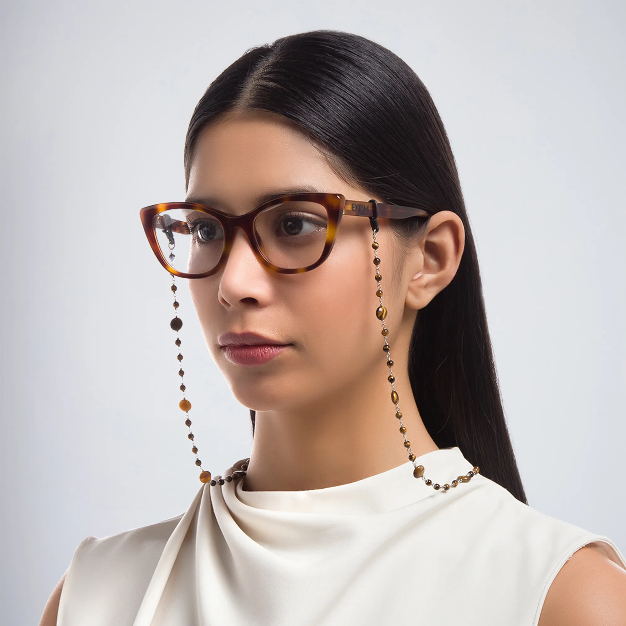 Shop Uoptic Tiger's Eye & Stainless Steel Glasses Chain online.