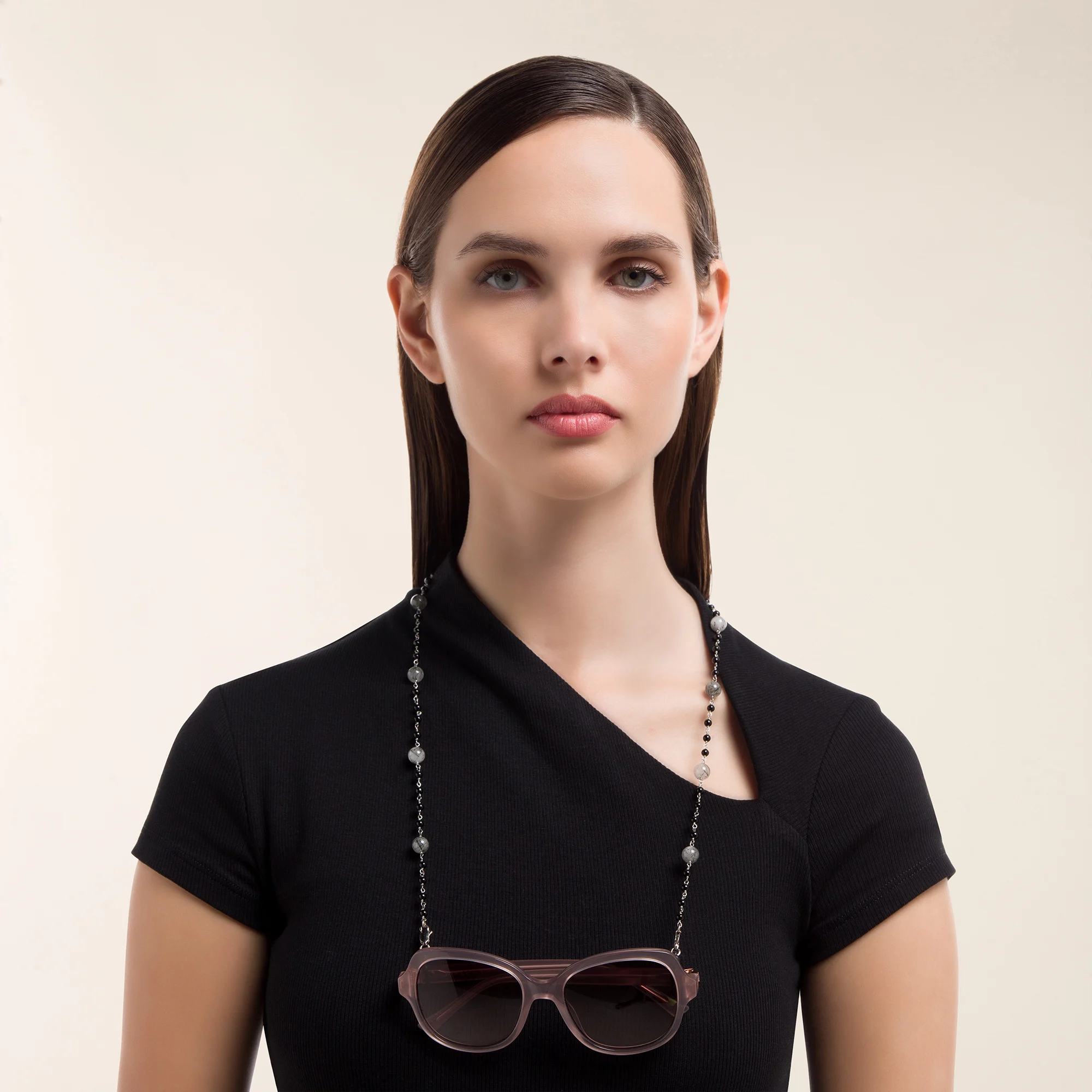 Shop Uoptic Onyx & Stainless Steel Glasses Chain online.