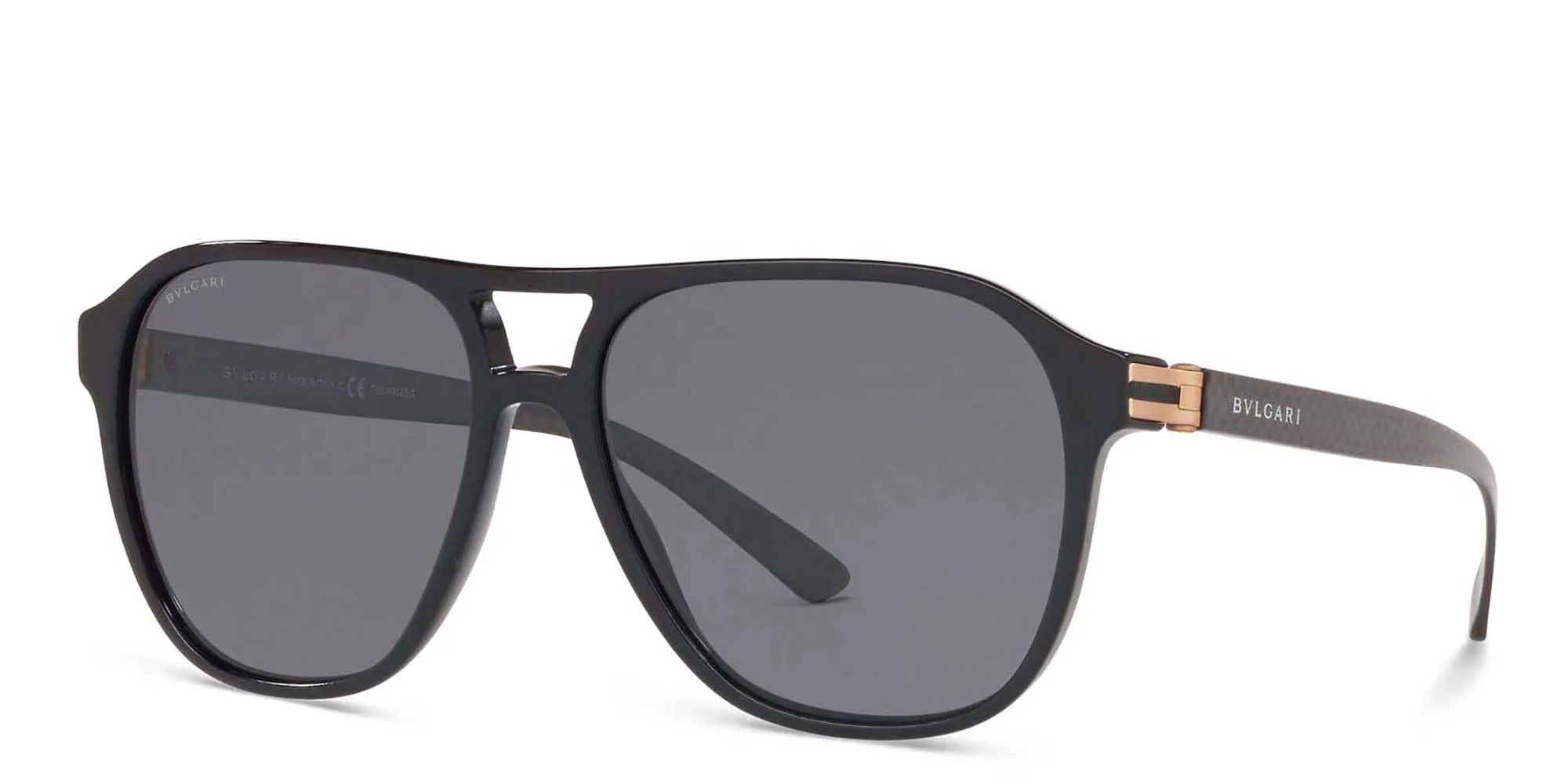 Shop BVLGARI Aviator Sunglasses in Black online.