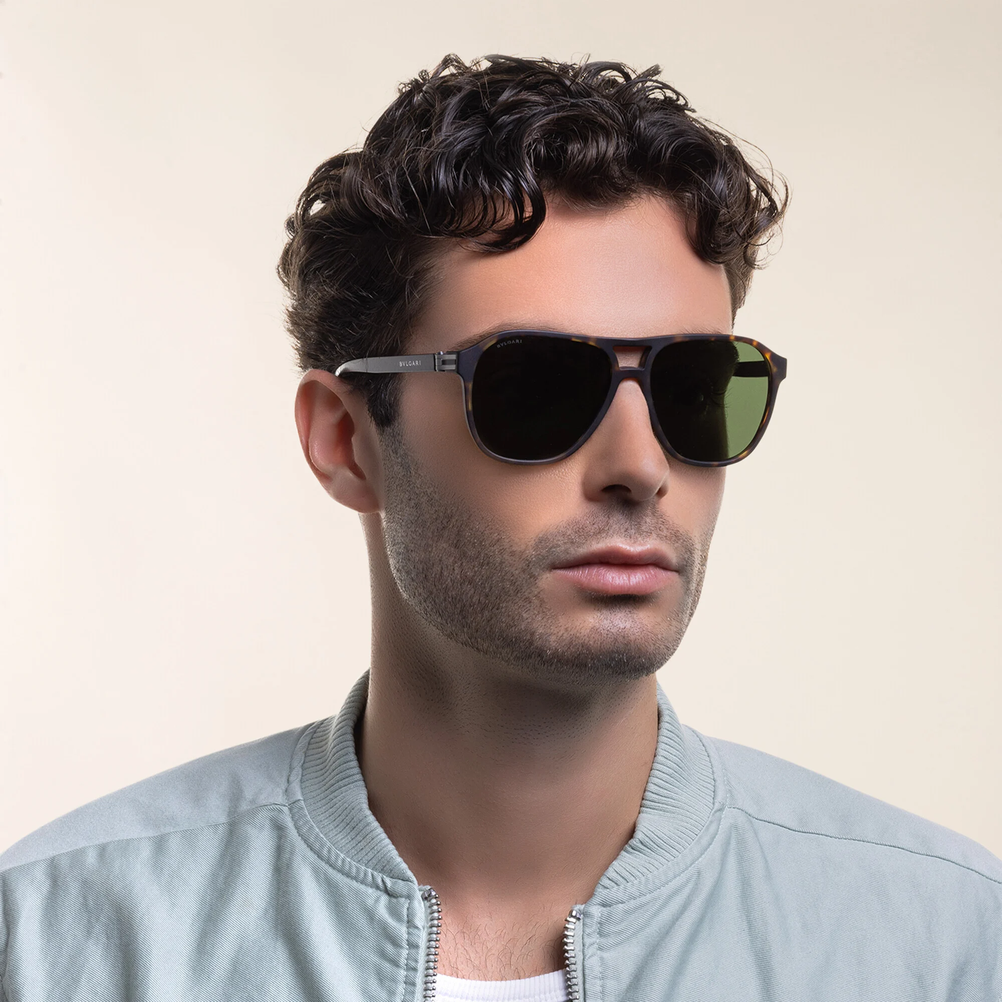 Shop BVLGARI Aviator Sunglasses in Matte Havana online.