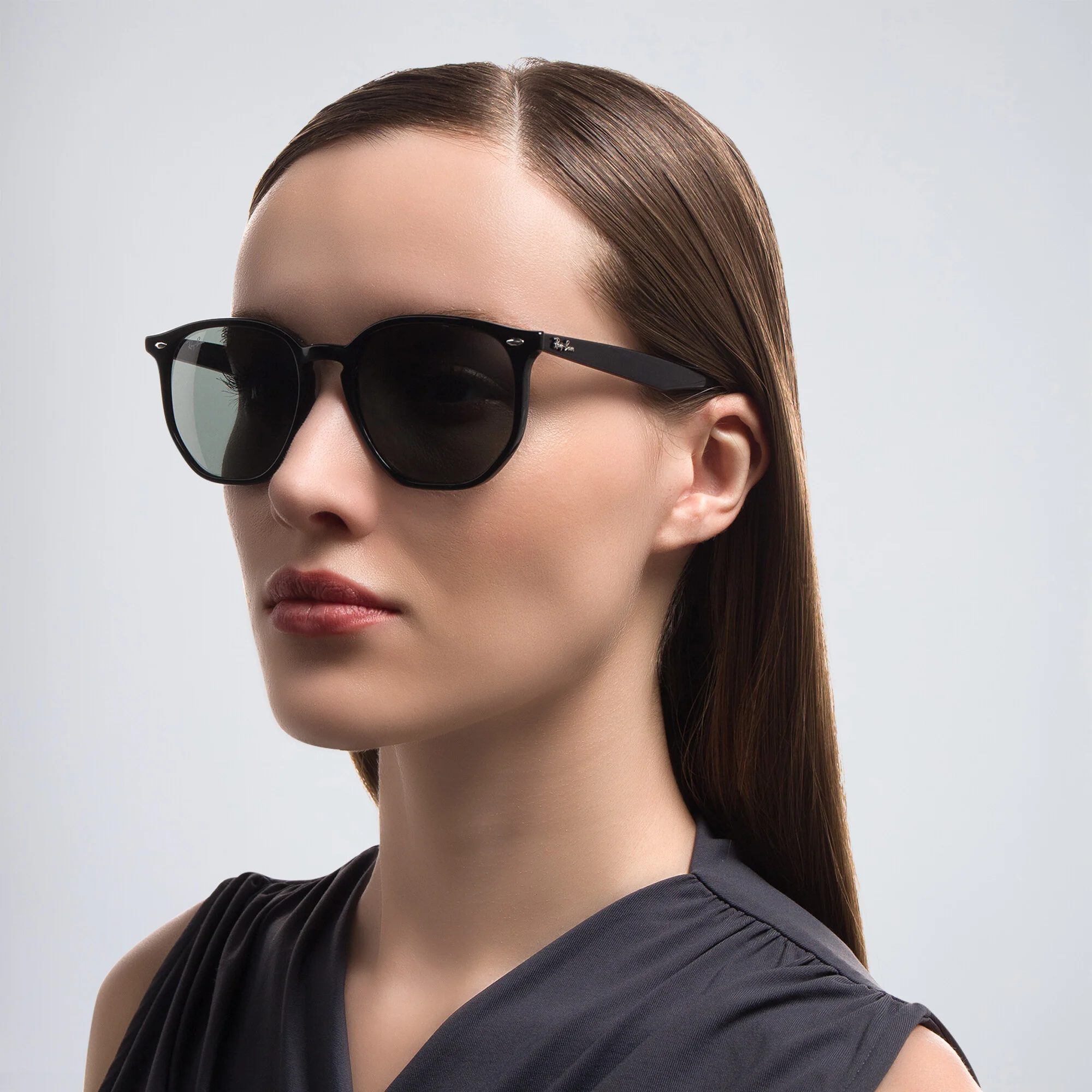 Shop Ray-Ban Unisex Irregular Sunglasses in Black online.