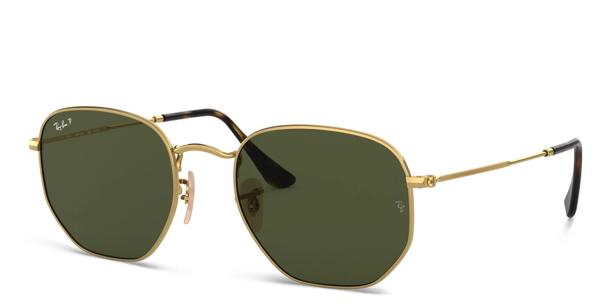 Shop Ray-Ban Hexagonal Unisex Sunglasses in Gold online.